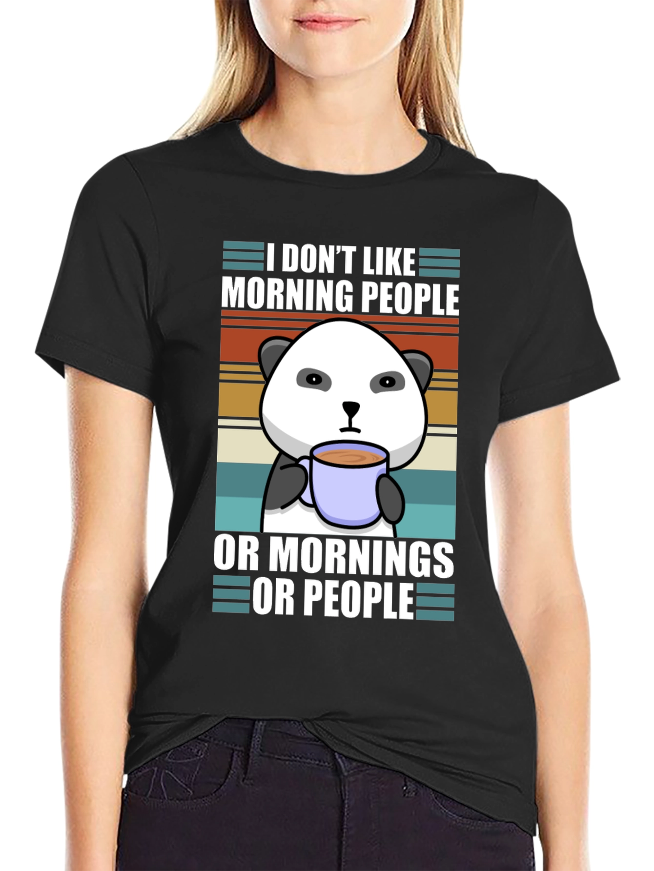 I Dont Like Morning People Panda Graphic Tee