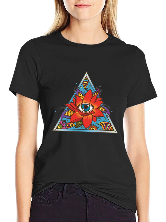 Eye Flower Triangle Graphic Tee - Black