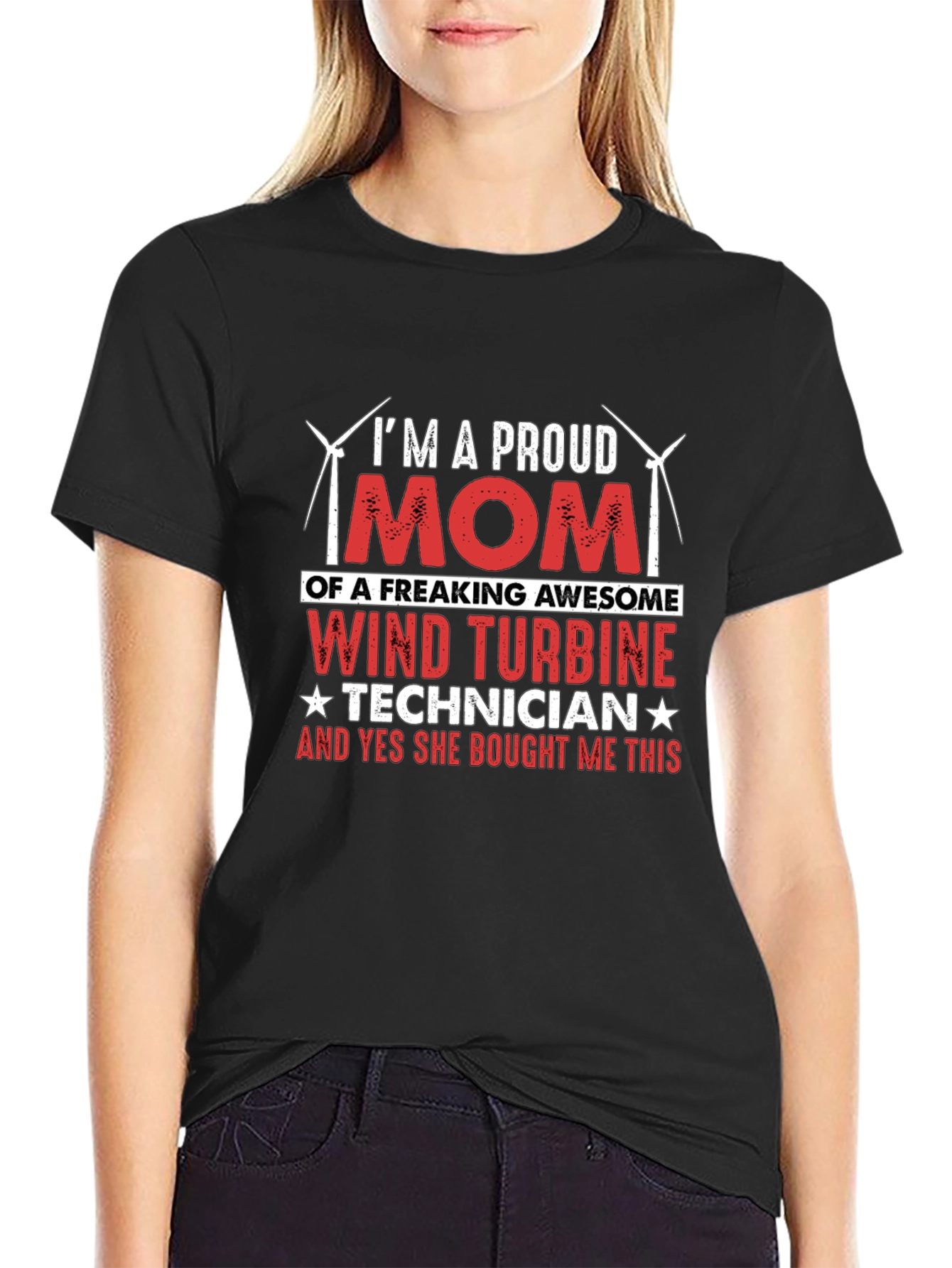 Proud Mom Wind Turbine Technician T-Shirt