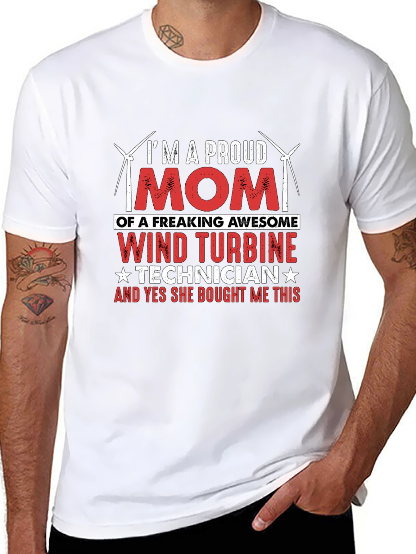 Proud Mom Wind Turbine Technician T-Shirt