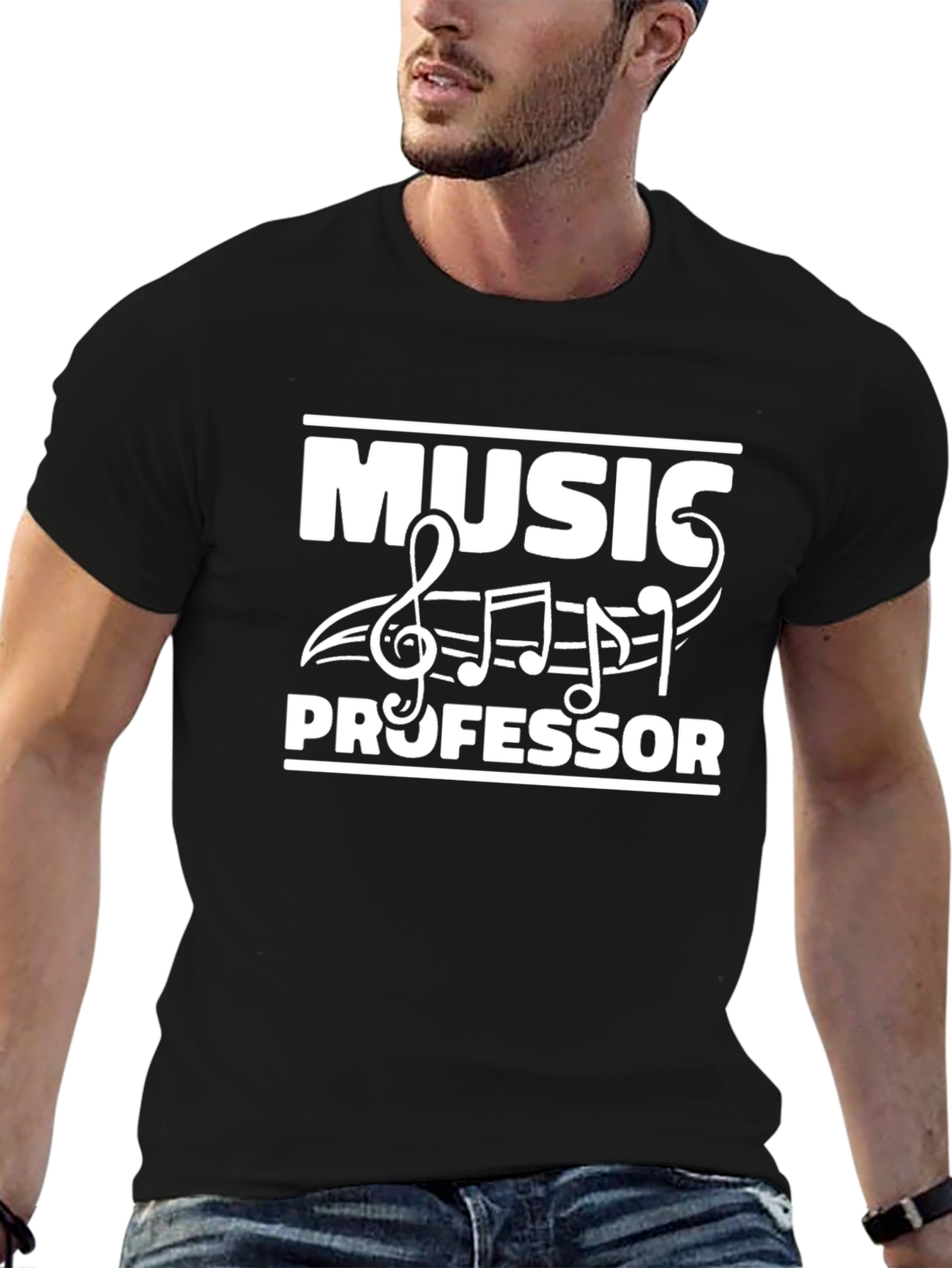 Music Professor Graphic Tee - Black Cotton T-Shirt