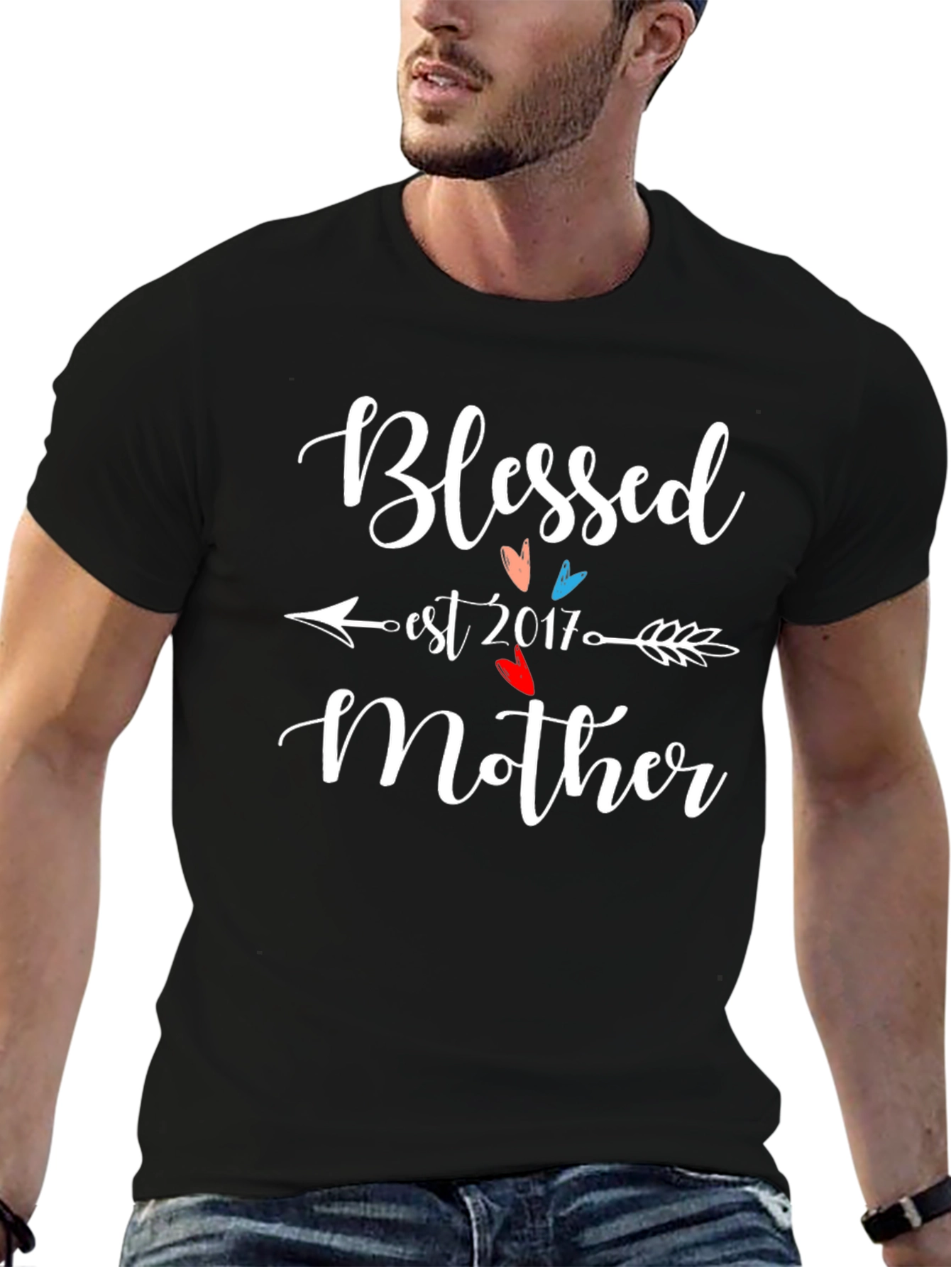 Blessed Mother Est. 2017 Black Graphic T-Shirt