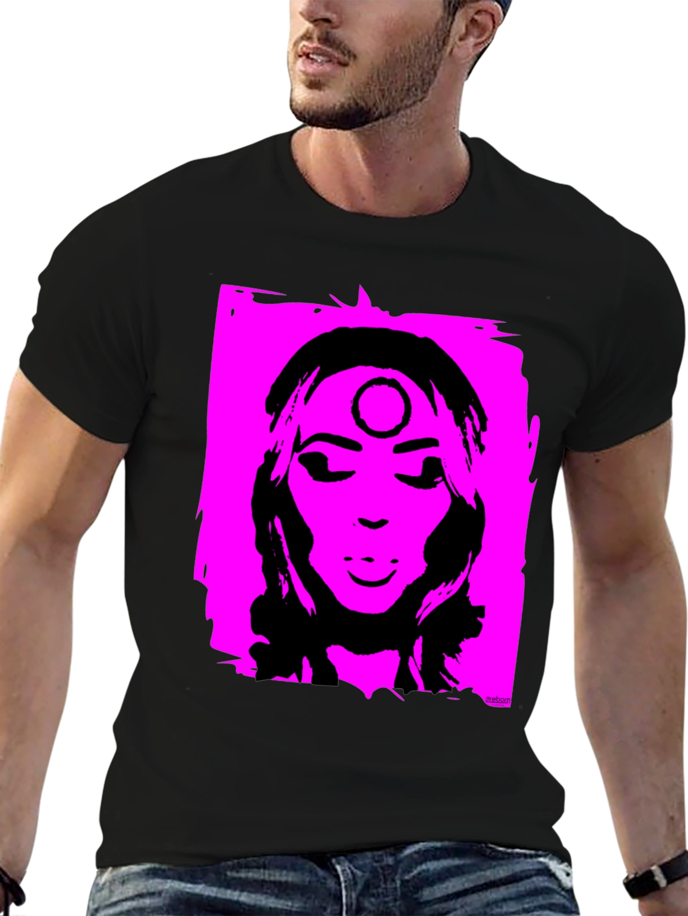 Unique Graphic T-Shirt - Pink & Black Design