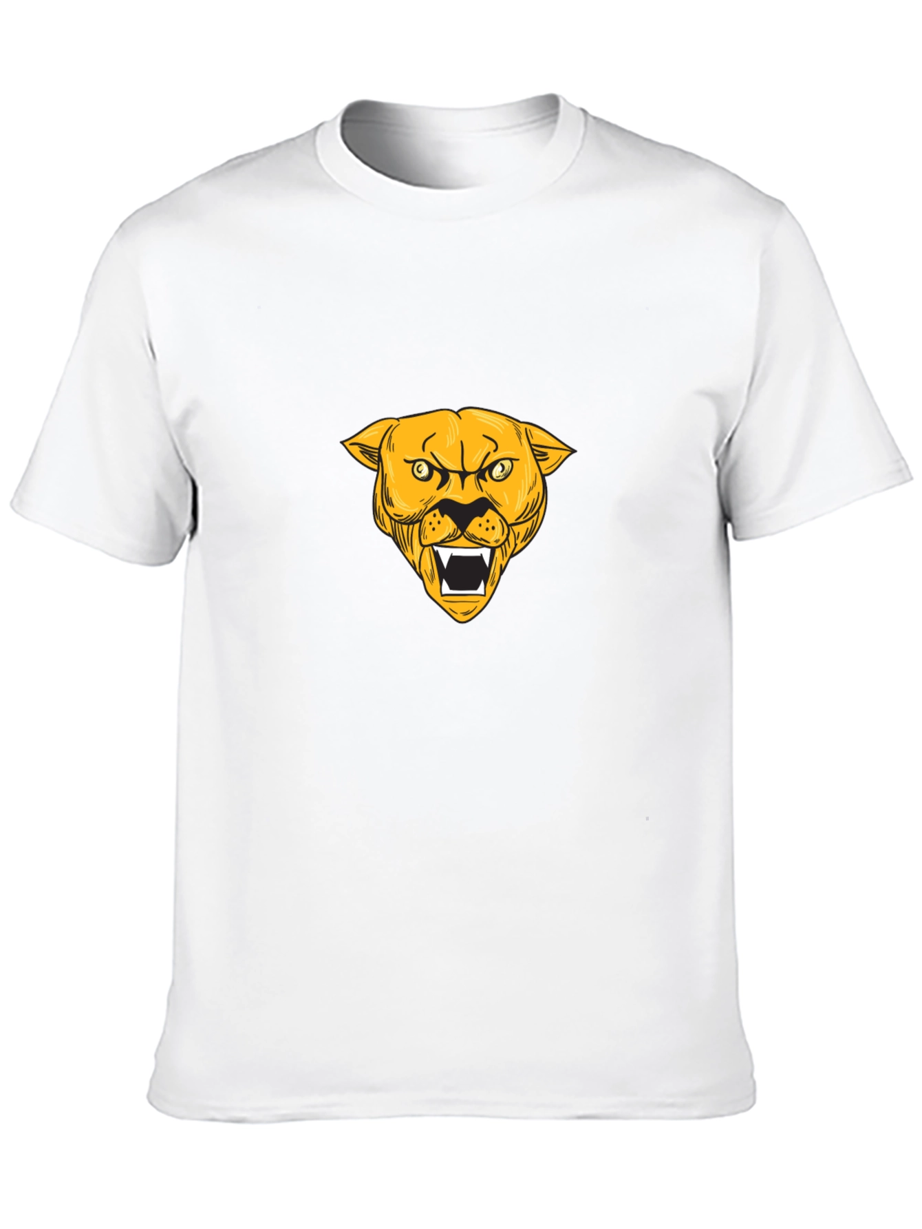Black T-Shirt with Gold Panther Graphic
