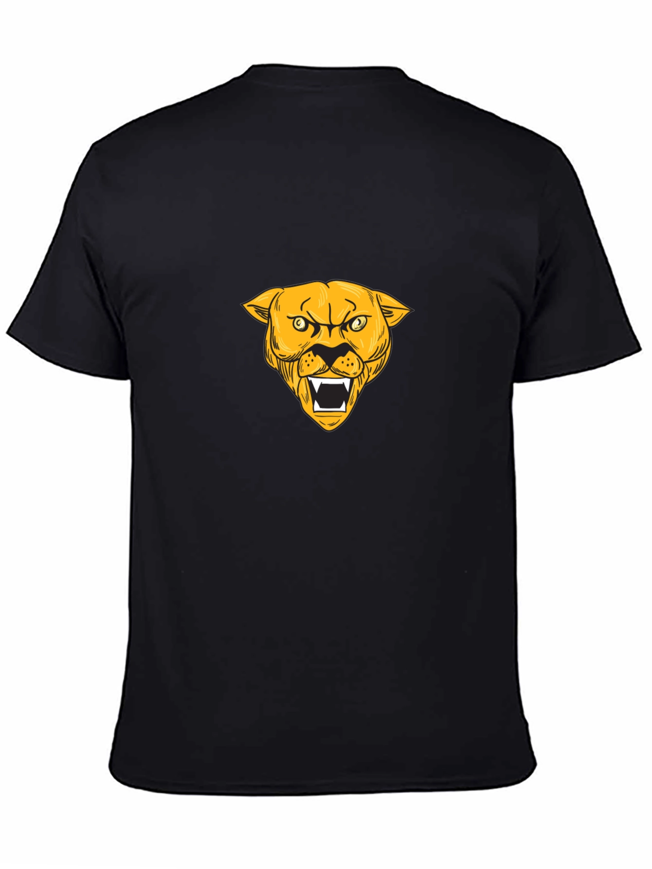 Black T-Shirt with Gold Panther Graphic