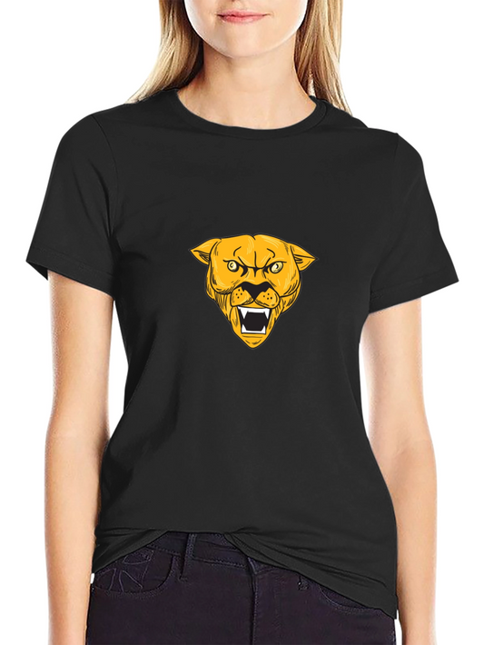 Black T-Shirt with Gold Panther Graphic