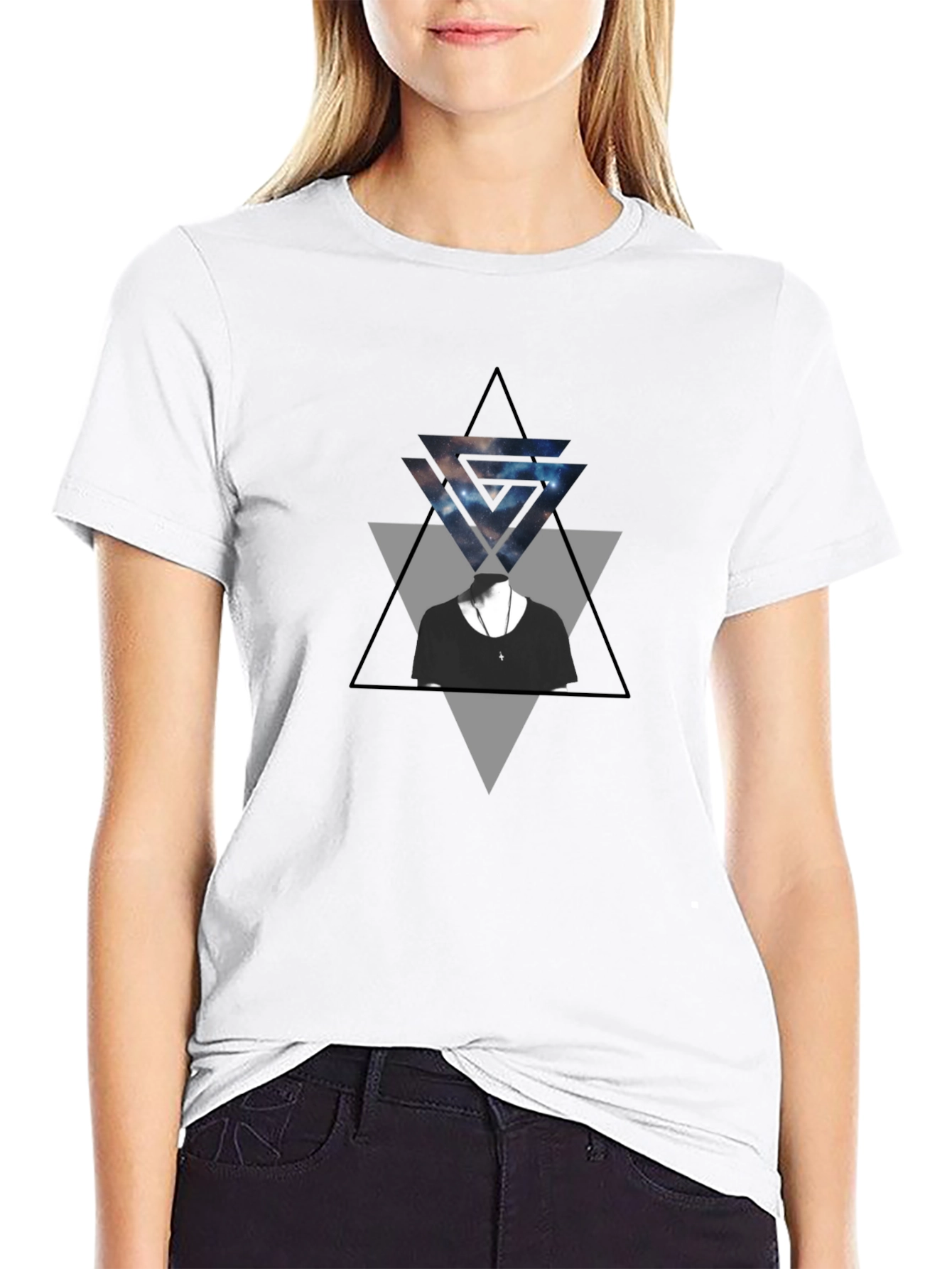 Geometric Galaxy Tee - Stylish Graphic Print T-Shirt