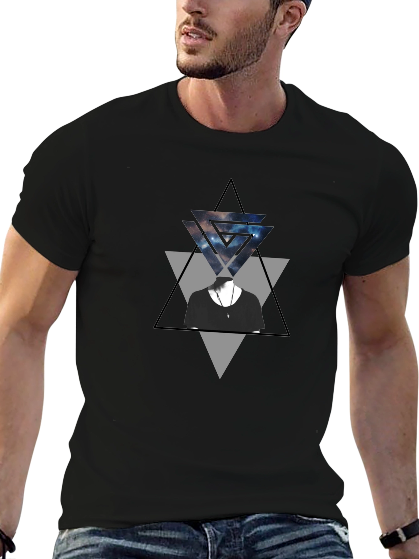 Geometric Galaxy Tee - Stylish Graphic Print T-Shirt