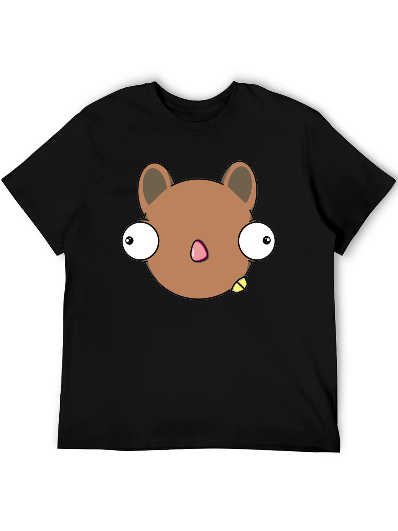 Funny Cartoon Animal Black Graphic T-Shirt