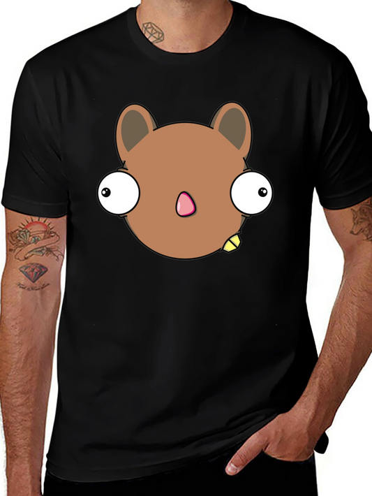 Funny Cartoon Animal Black Graphic T-Shirt