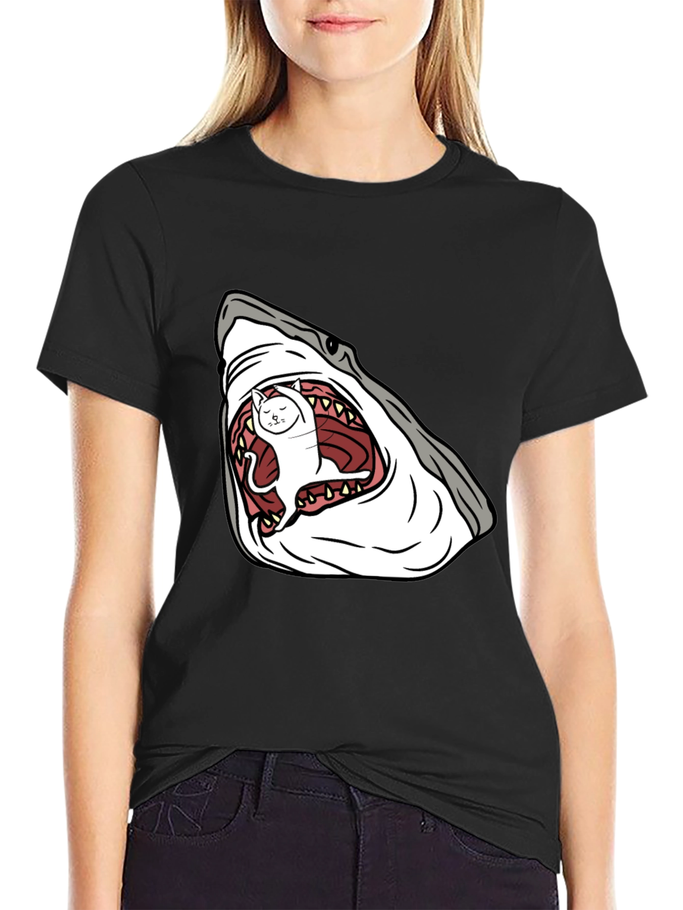 Shark Cat T-Shirt - Funny Graphic Tee