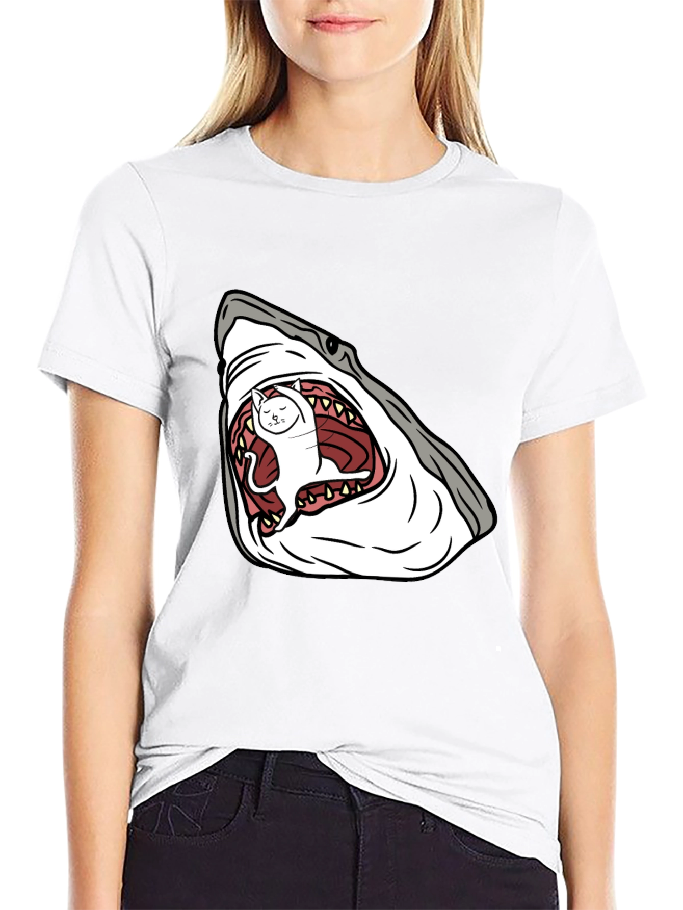 Shark Cat T-Shirt - Funny Graphic Tee