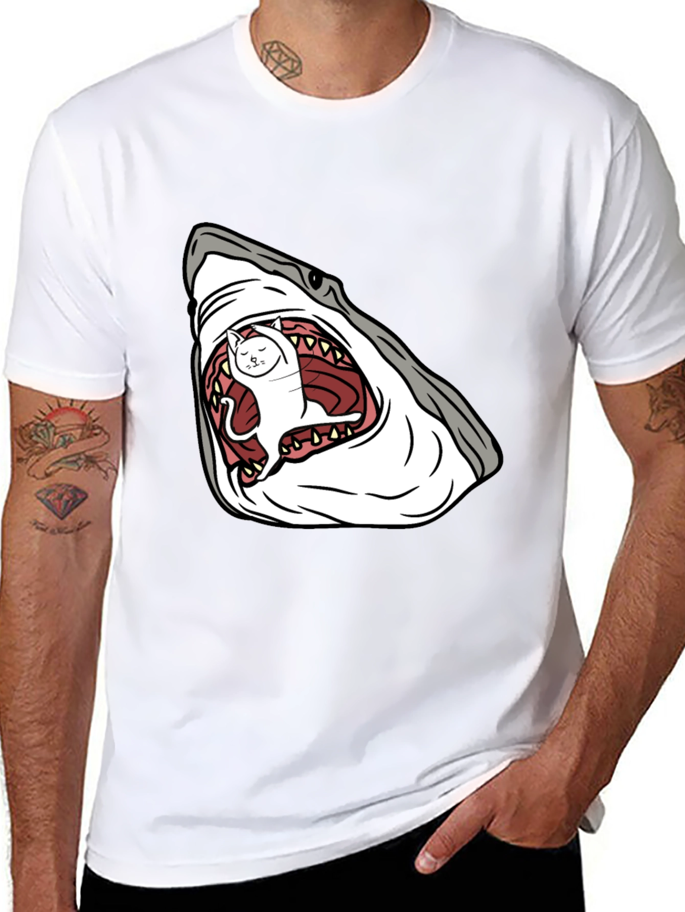 Shark Cat T-Shirt - Funny Graphic Tee