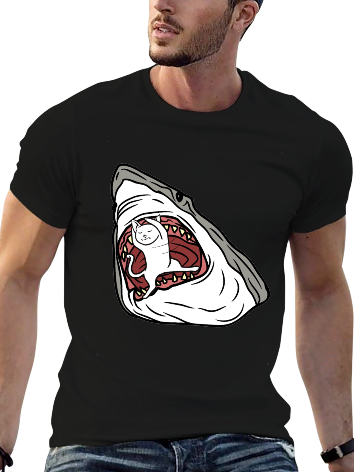 Shark Cat T-Shirt - Funny Graphic Tee
