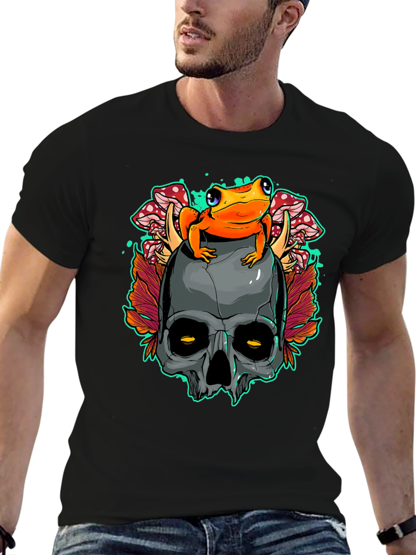Skull Frog Graphic Tee - Unisex Black T-Shirt