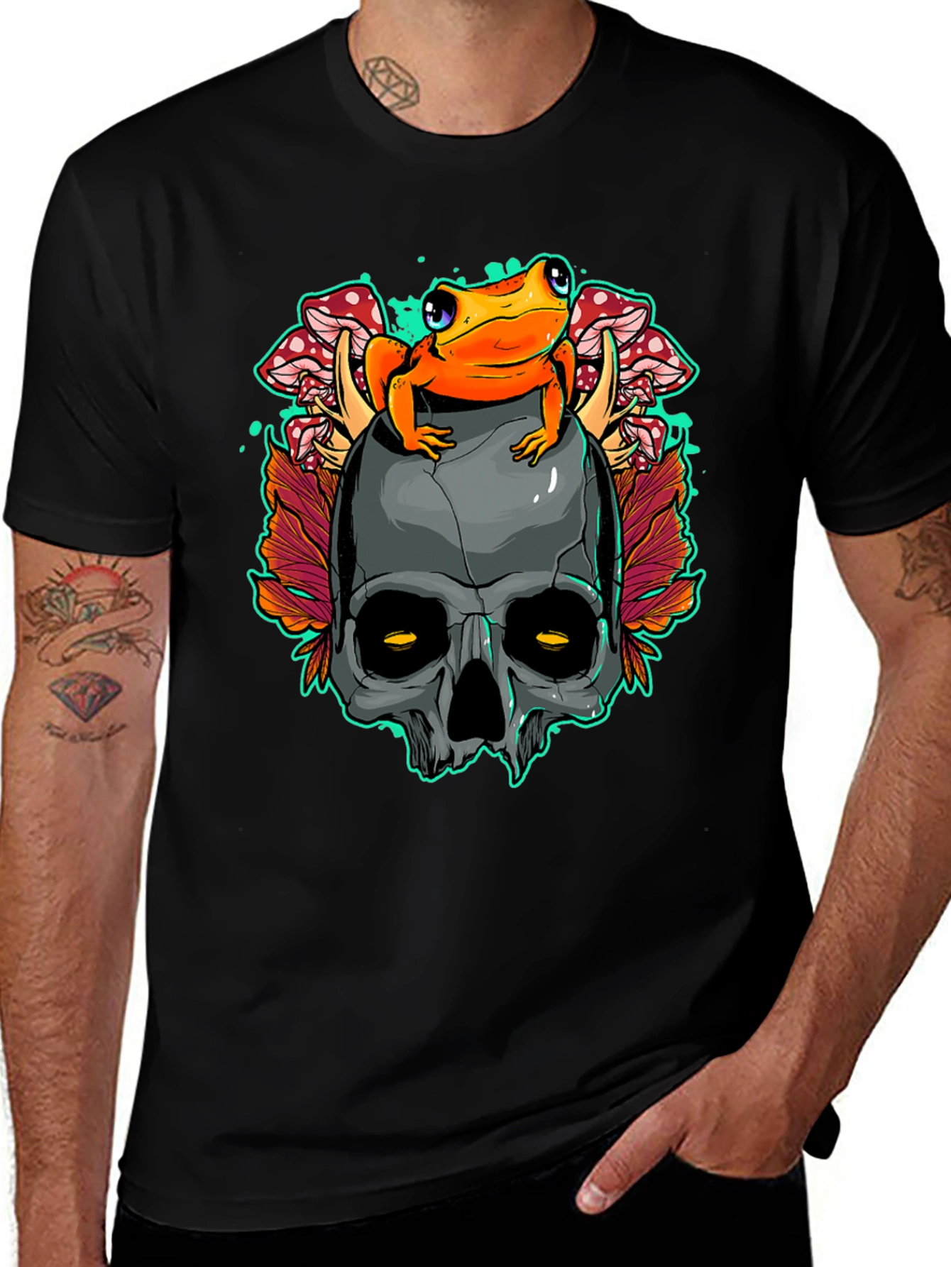 Skull Frog Graphic Tee - Unisex Black T-Shirt