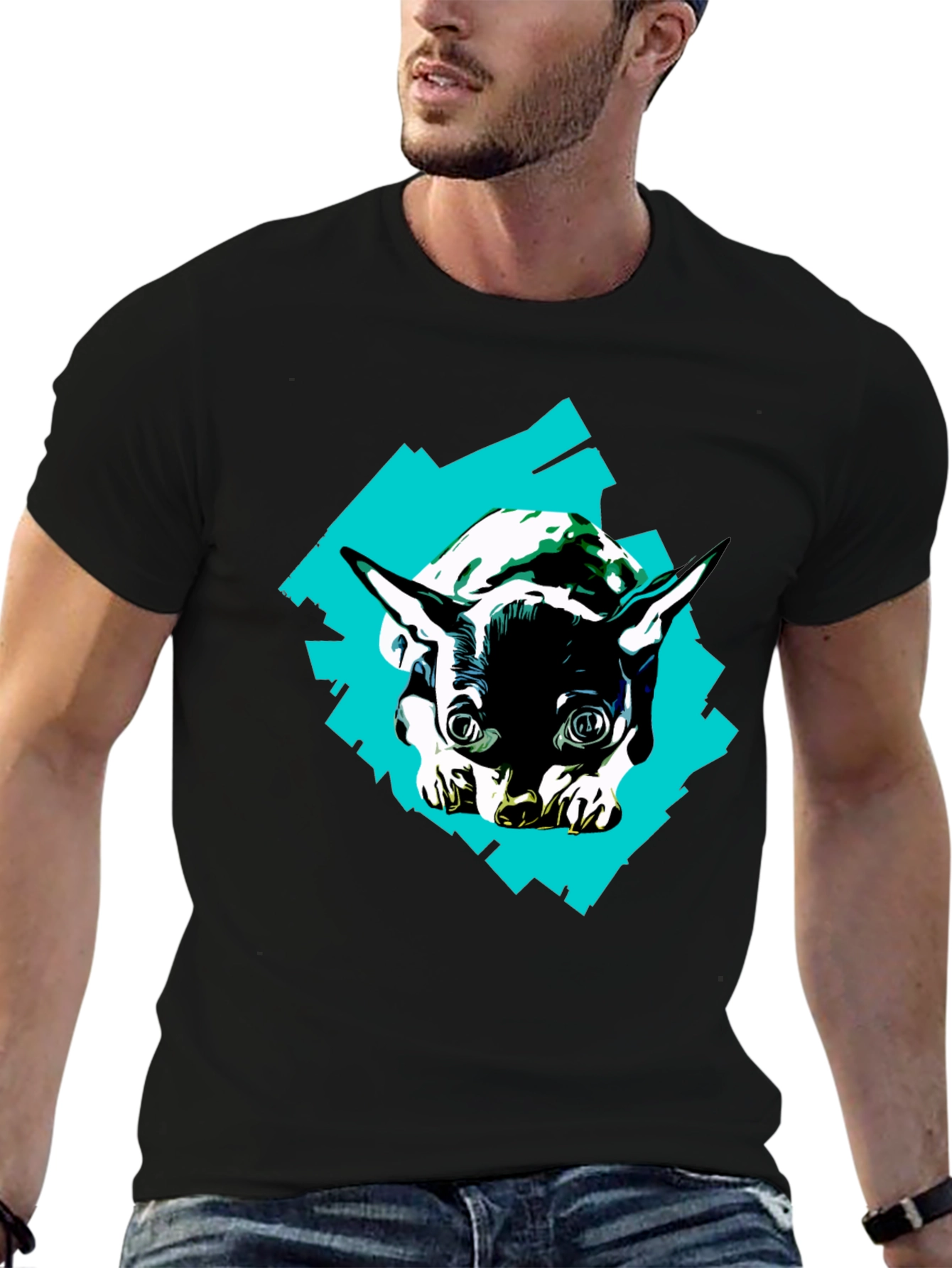 Dog Graphic Tee - Unique Design on Black