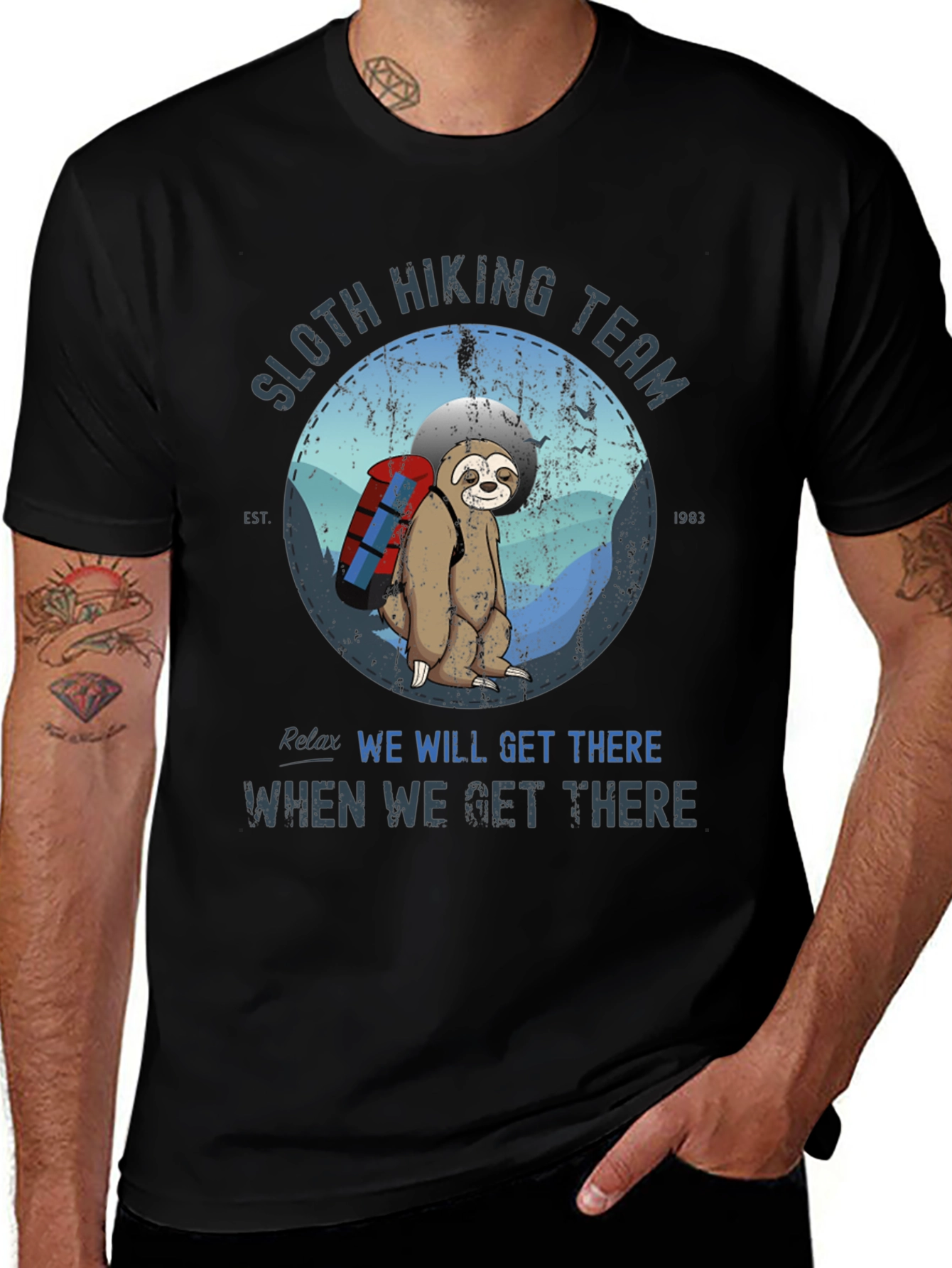 Sloth Hiking Team Graphic Tee