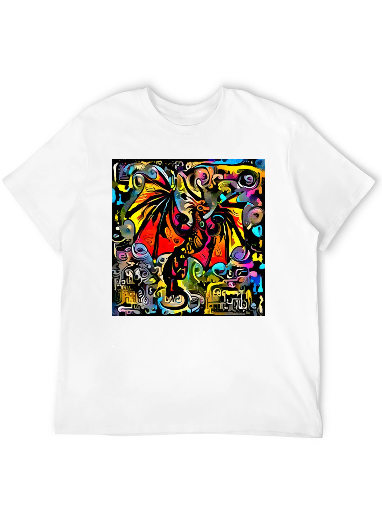 Abstract Dragon Graphic Tee - Artistic Style