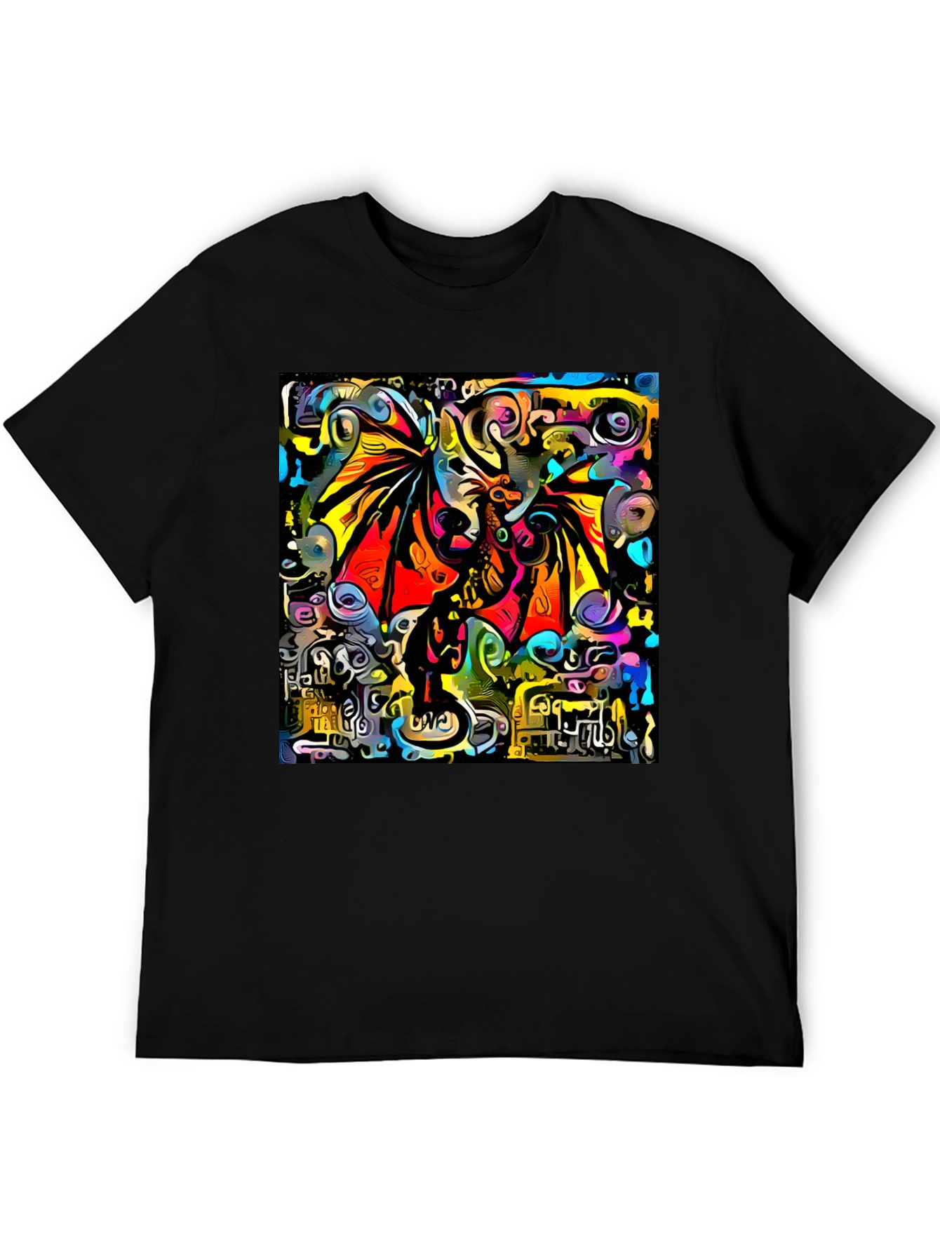 Abstract Dragon Graphic Tee - Artistic Style