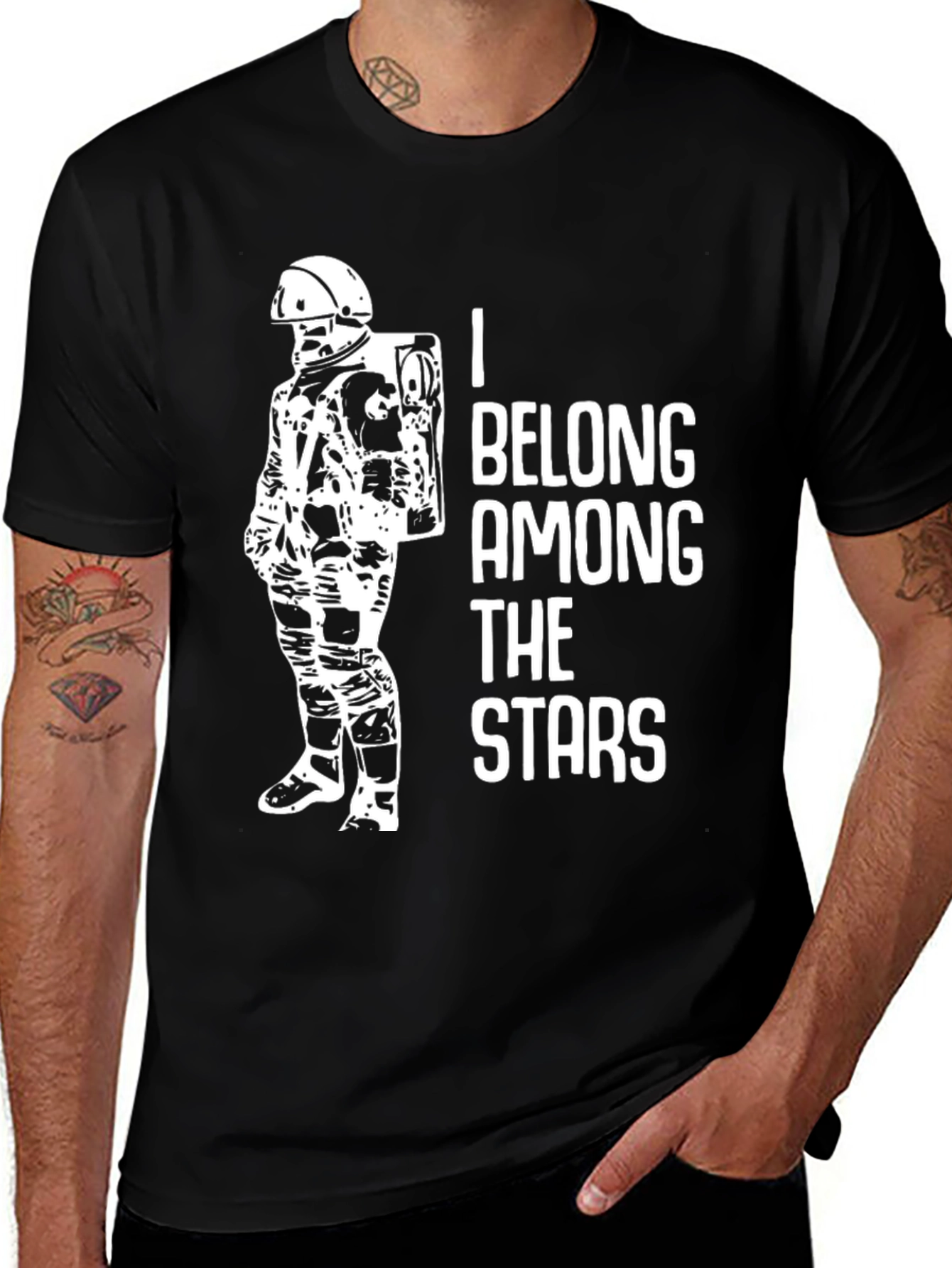 Astronaut Graphic Black T-Shirt - Belong Among The Stars