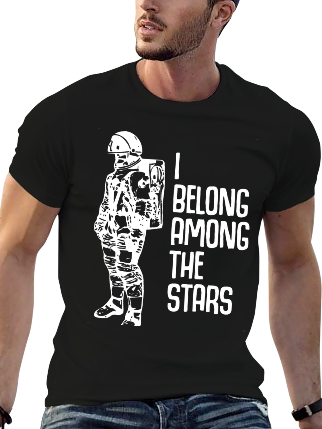Astronaut Graphic Black T-Shirt - Belong Among The Stars