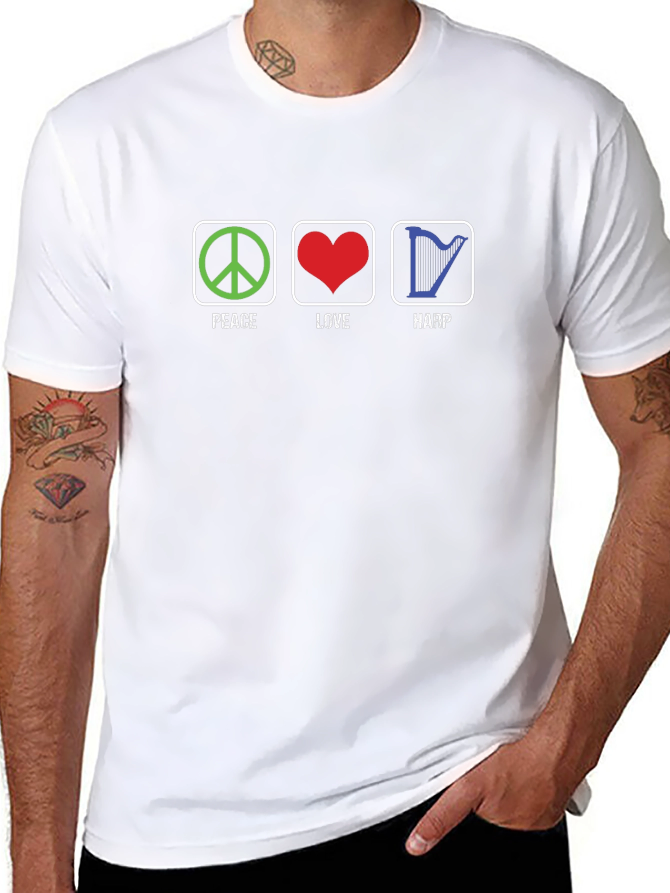 Peace Love Harp Graphic T-Shirt