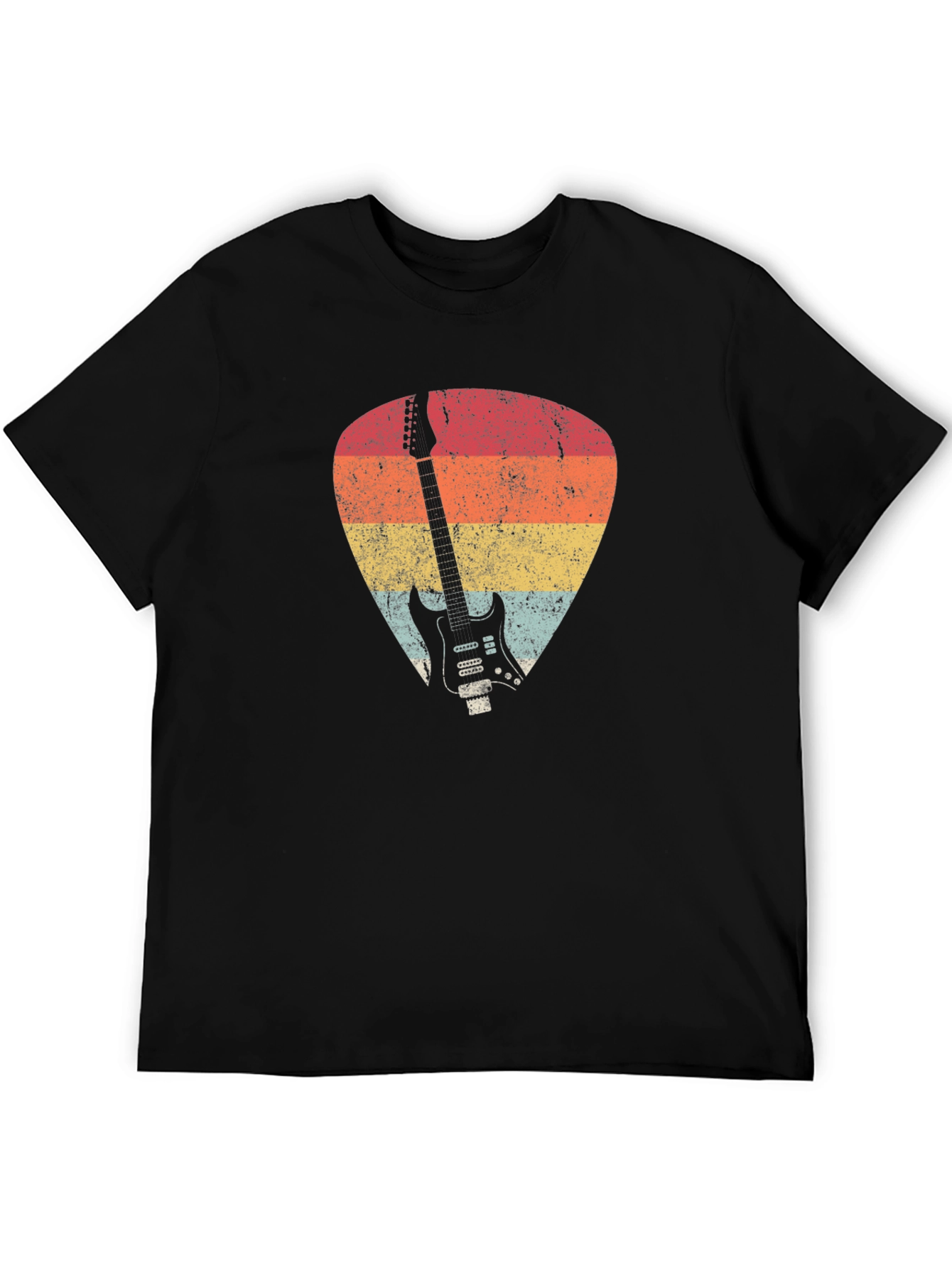 Retro Guitar Pick Graphic Tee - Black