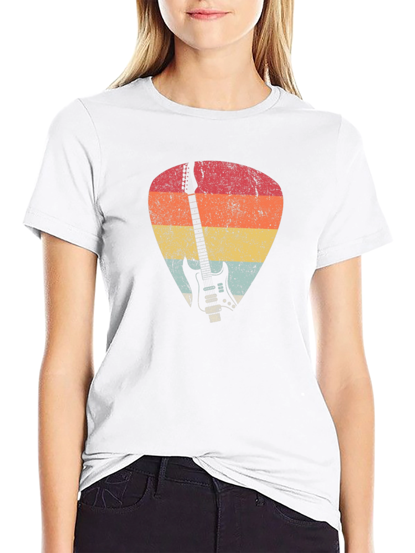 Retro Guitar Pick Graphic Tee - Black