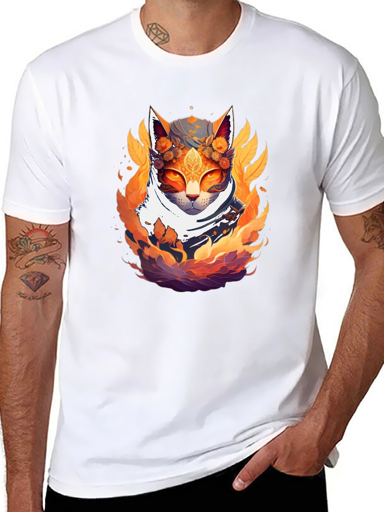 Mystic Cat T-Shirt - Artistic Feline Design