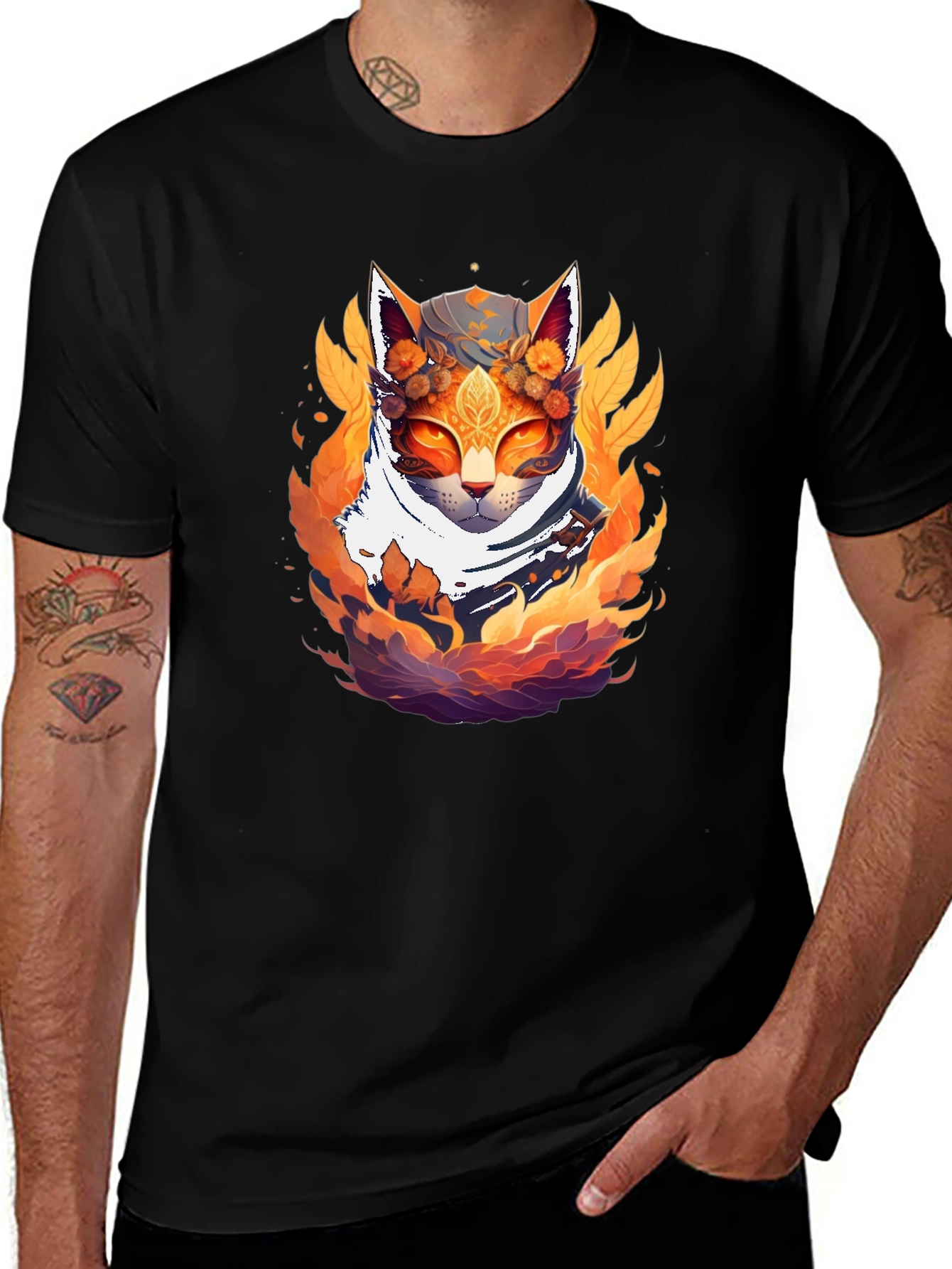 Mystic Cat T-Shirt - Artistic Feline Design