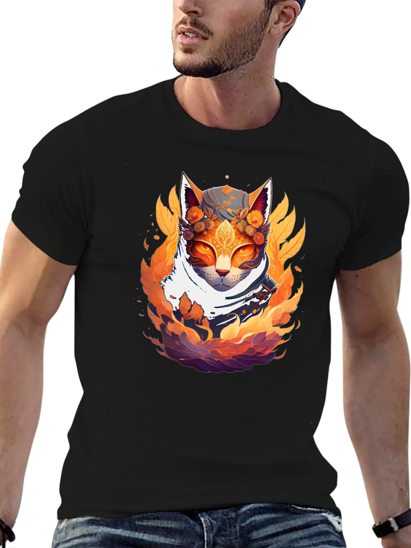 Mystic Cat T-Shirt - Artistic Feline Design