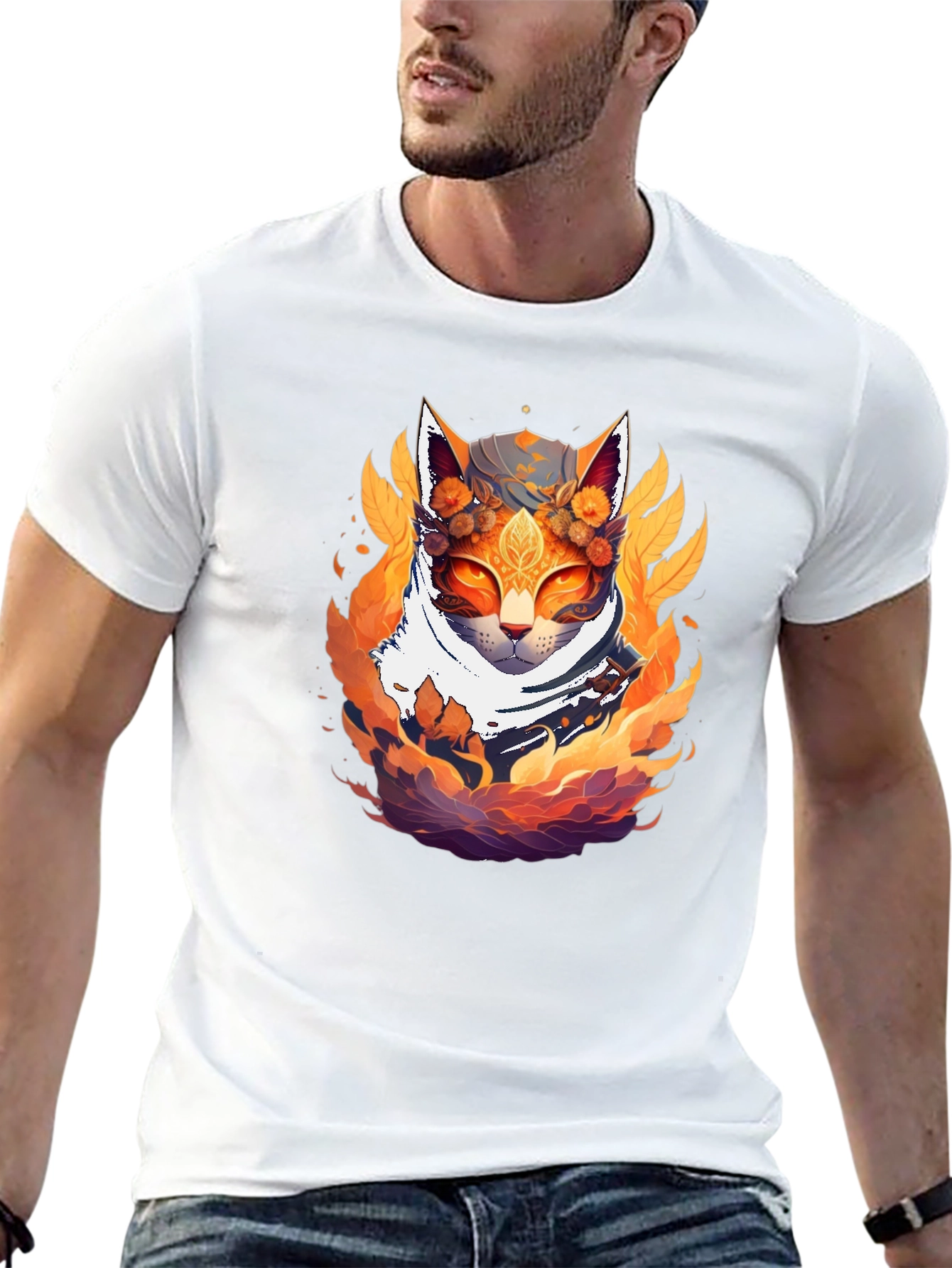 Mystic Cat T-Shirt - Artistic Feline Design