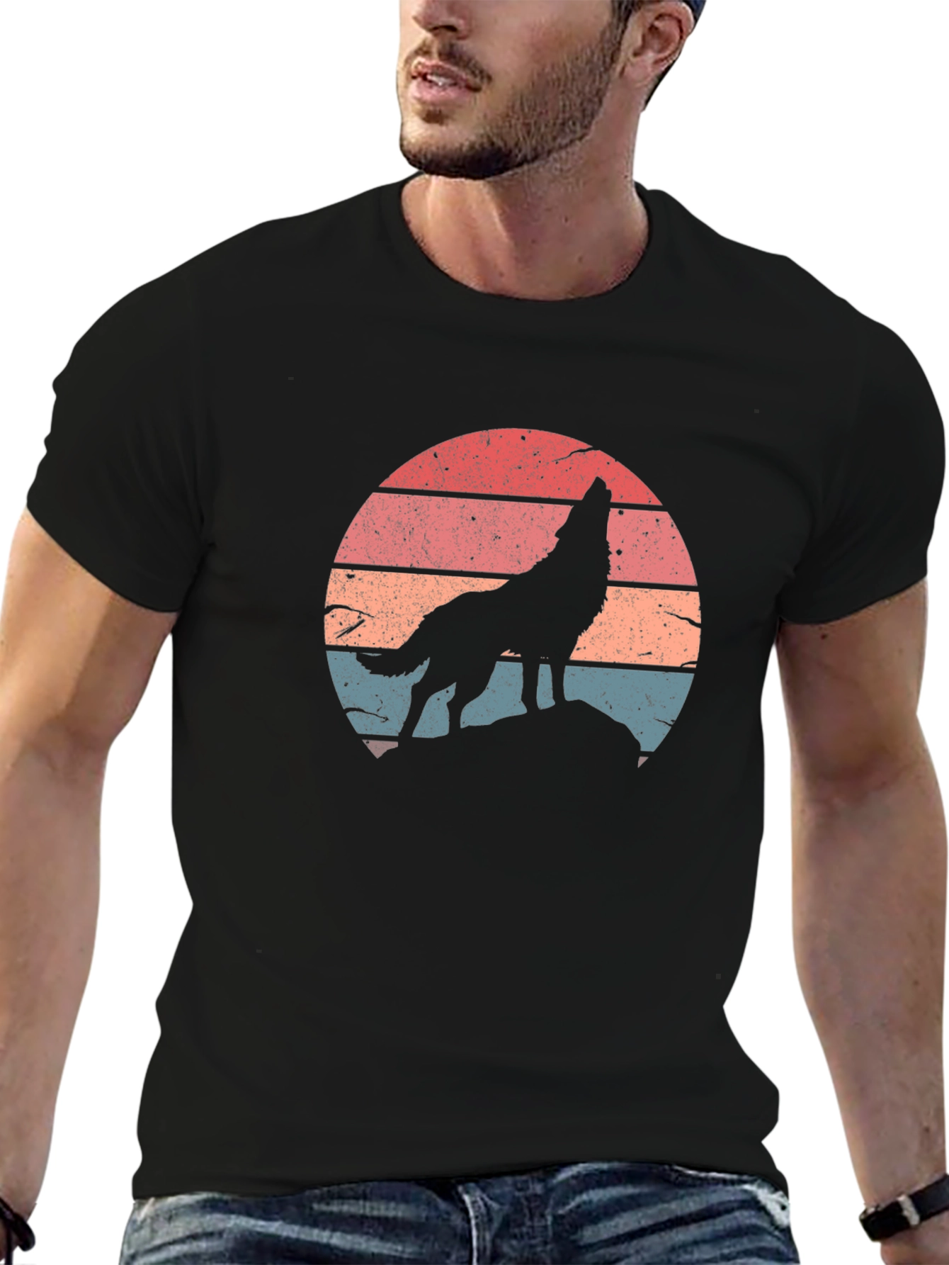 Retro Wolf Sunset Graphic Tee