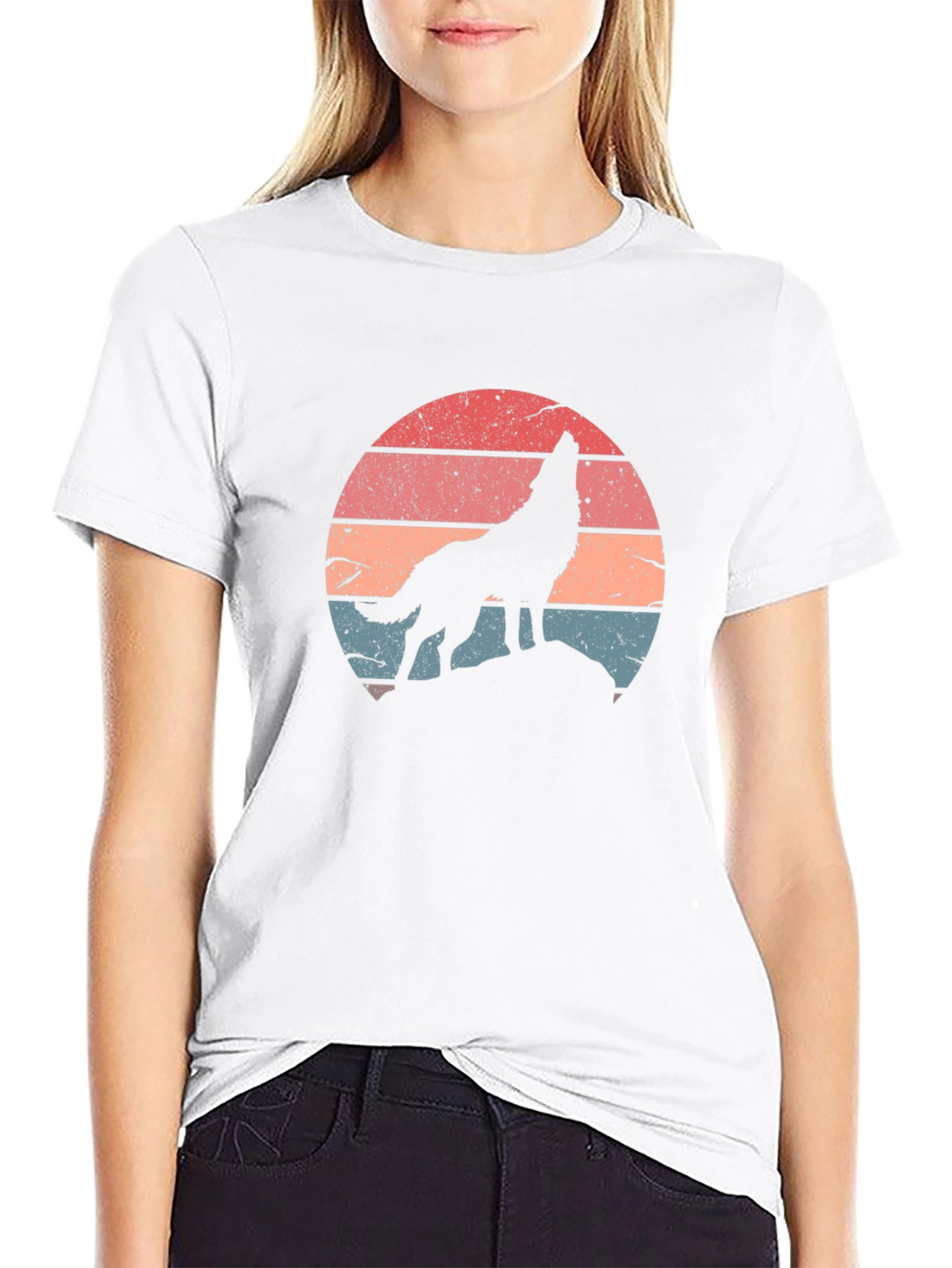 Retro Wolf Sunset Graphic Tee