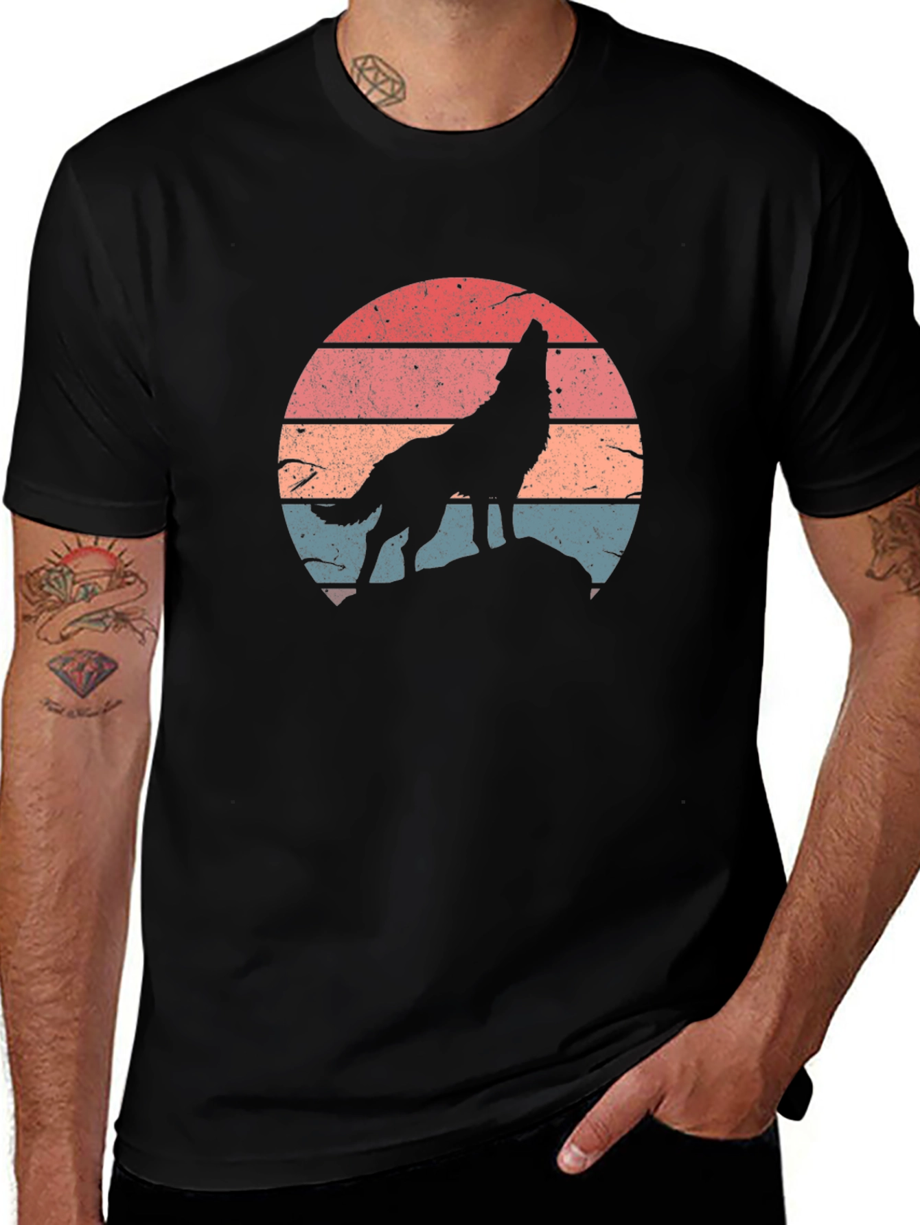 Retro Wolf Sunset Graphic Tee