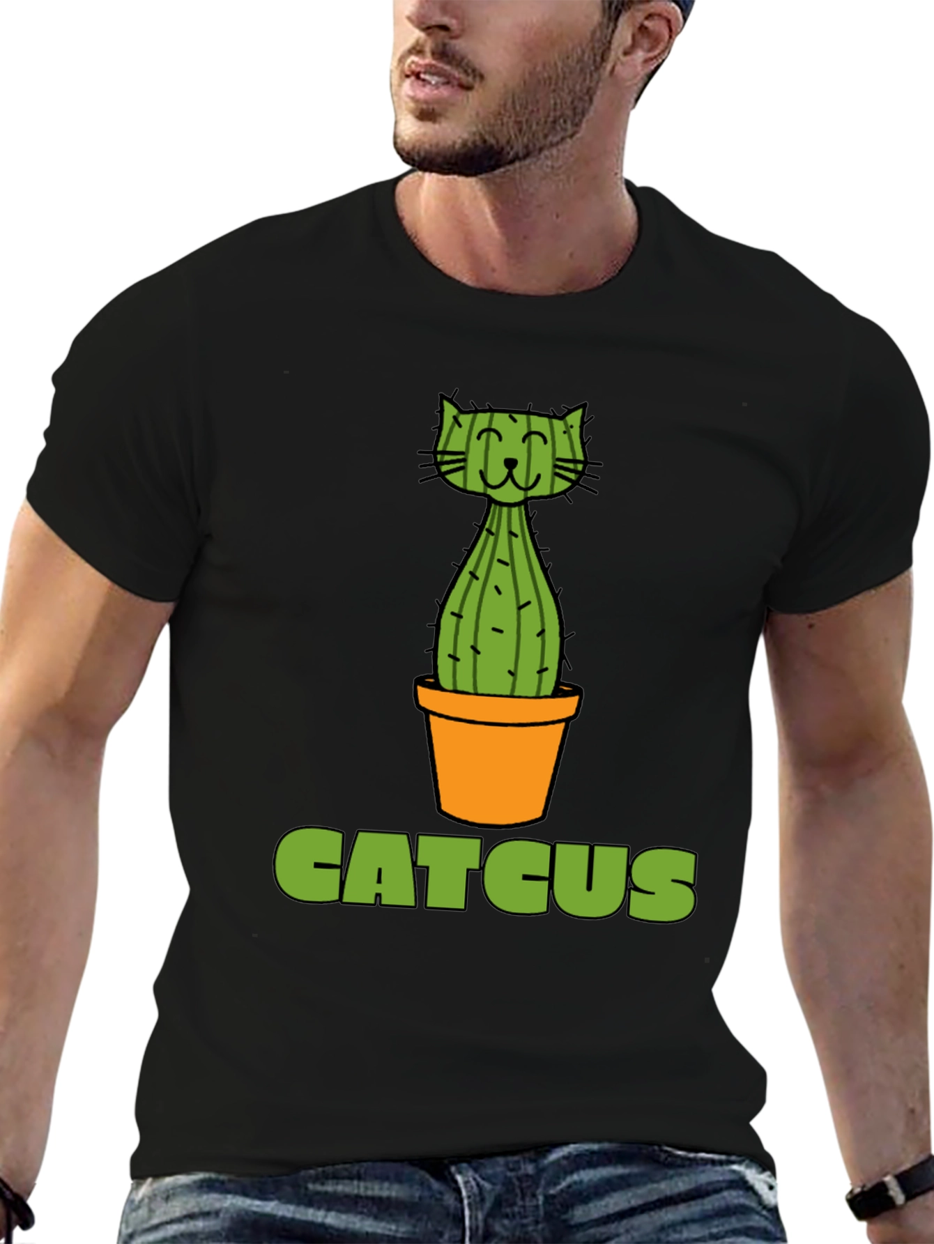 Catcus Graphic T-Shirt - Funny Cat Cactus Pun Tee