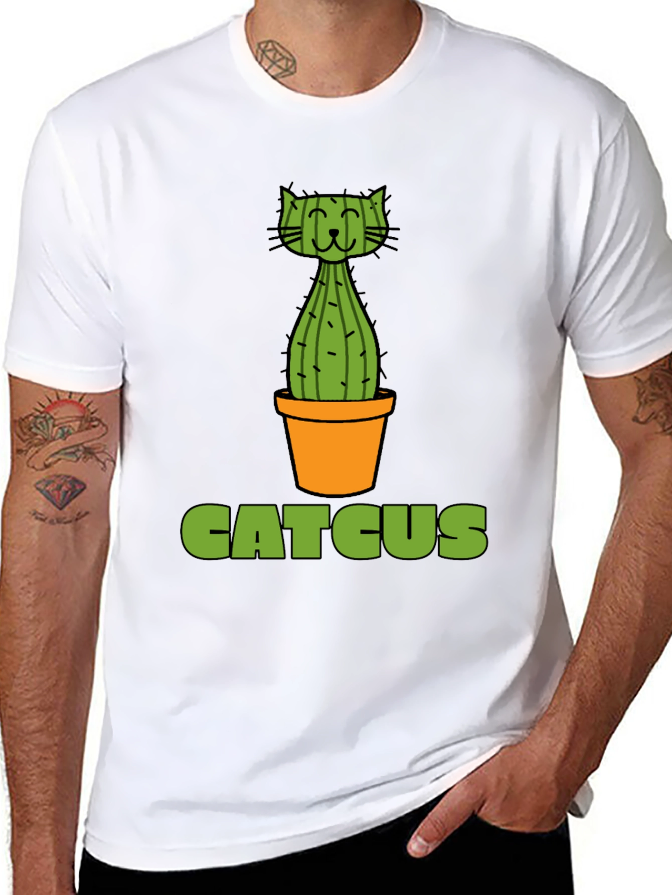 Catcus Graphic T-Shirt - Funny Cat Cactus Pun Tee