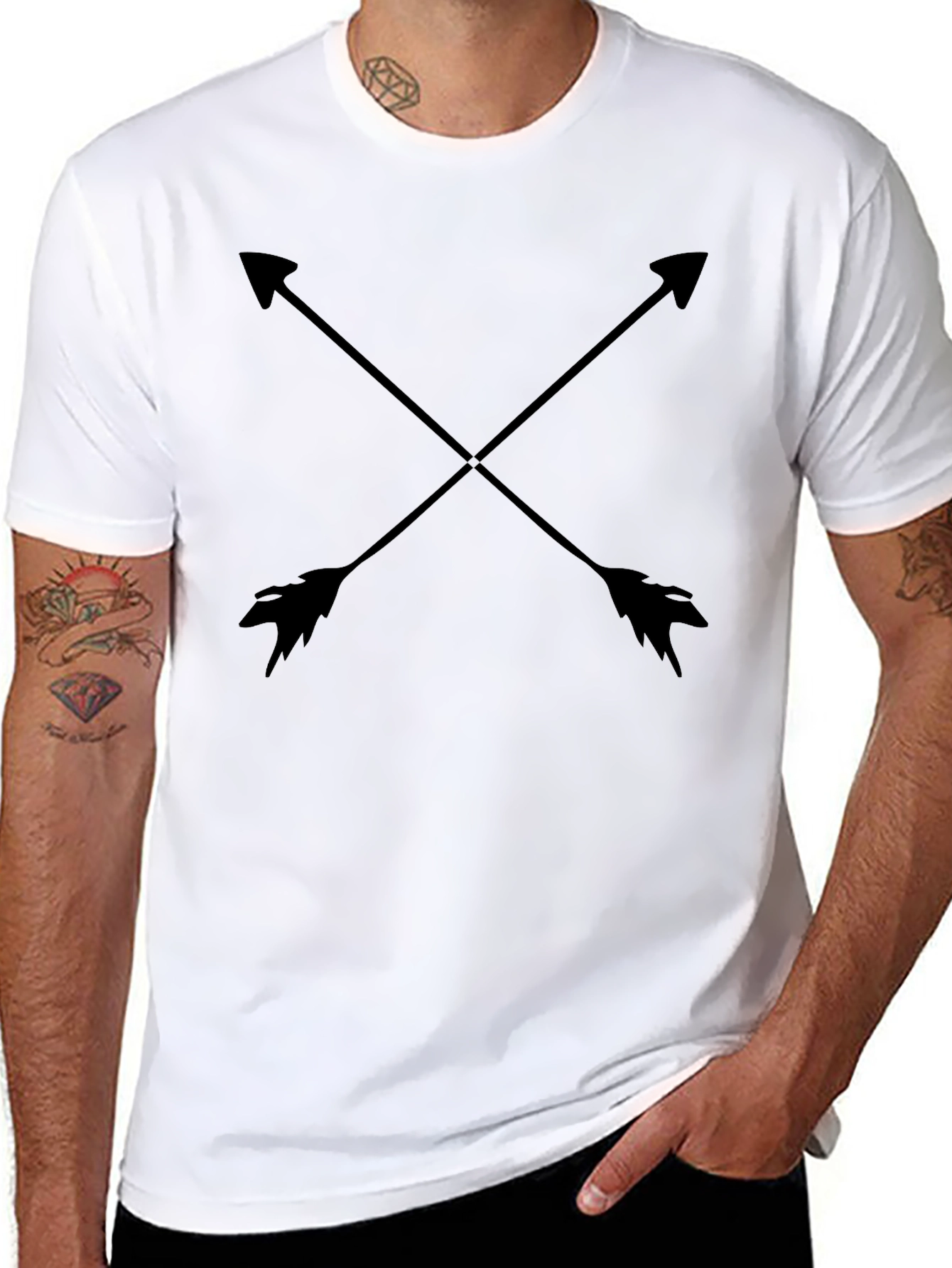 Crossed Arrows Graphic Tee - Black Casual Shirt