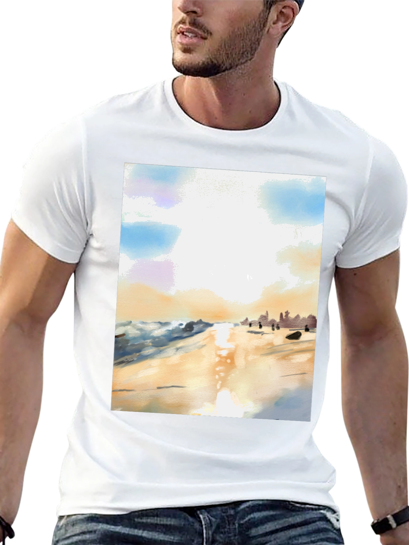 Beach Scene Graphic Tee - Soft Cotton Comfort