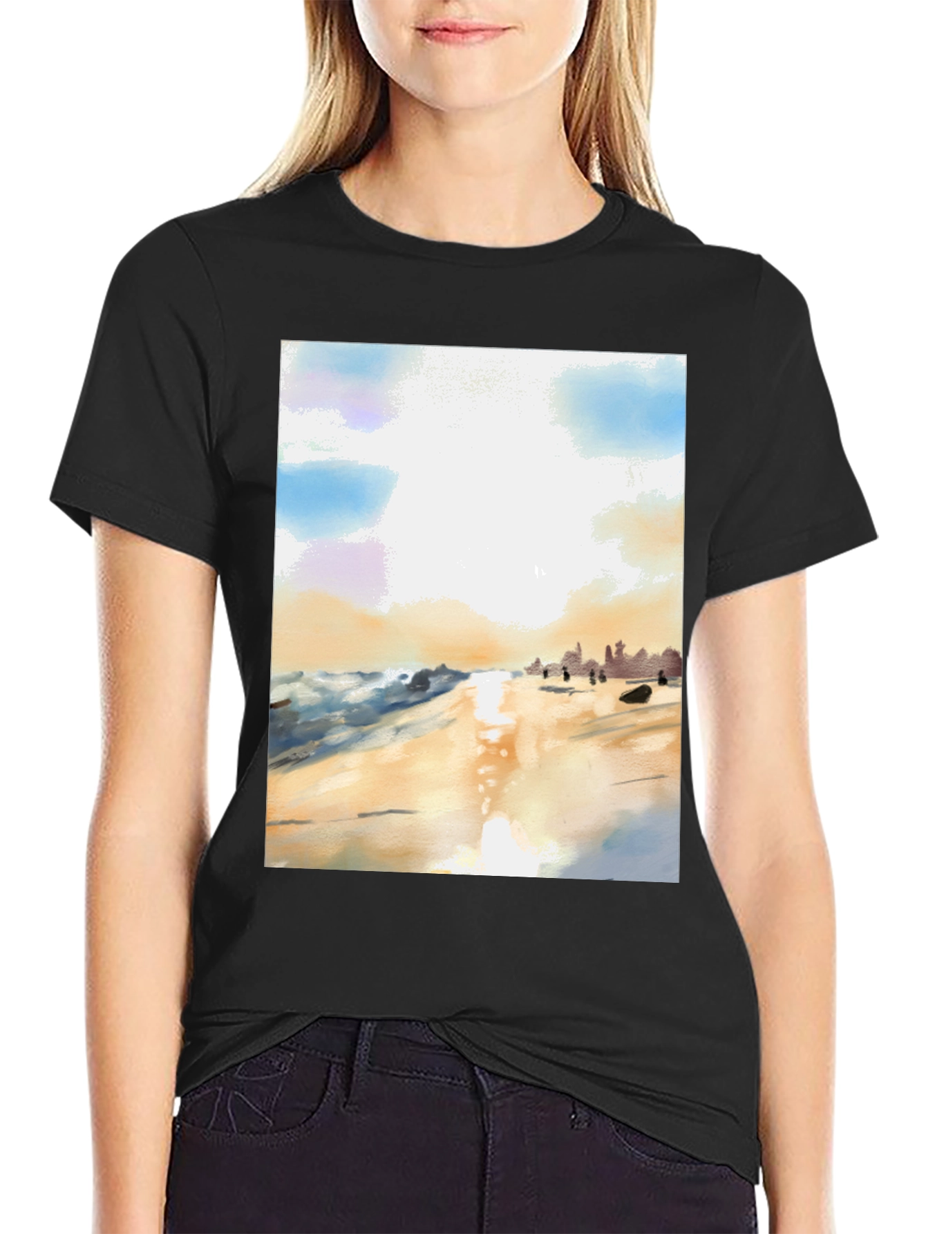Beach Scene Graphic Tee - Soft Cotton Comfort