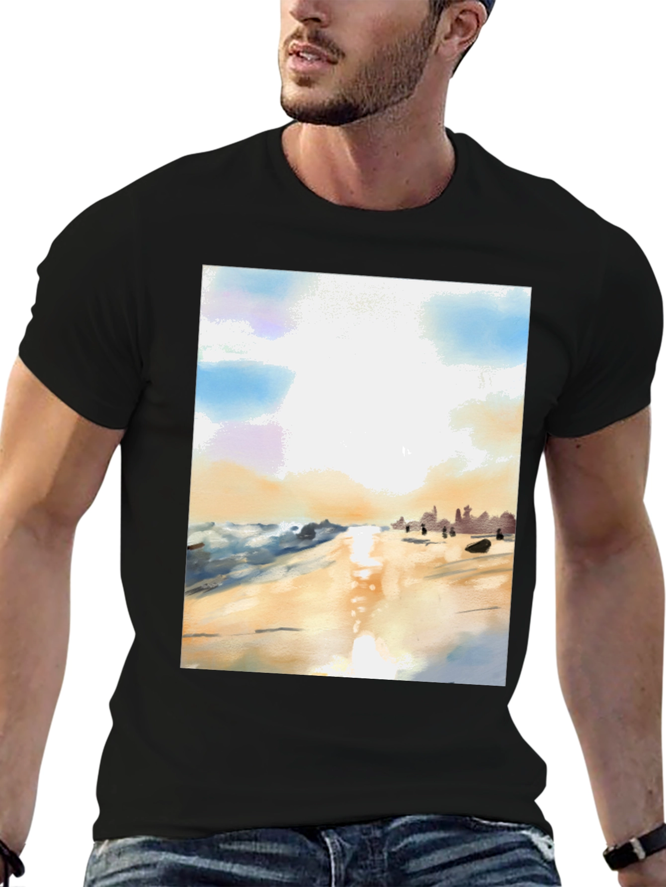 Beach Scene Graphic Tee - Soft Cotton Comfort
