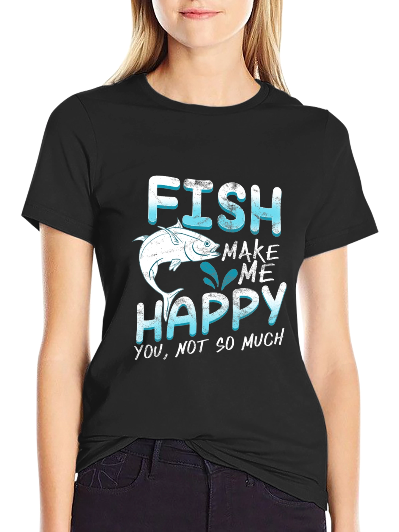 Funny Fishing T-Shirt - Fish Make Me Happy Tee