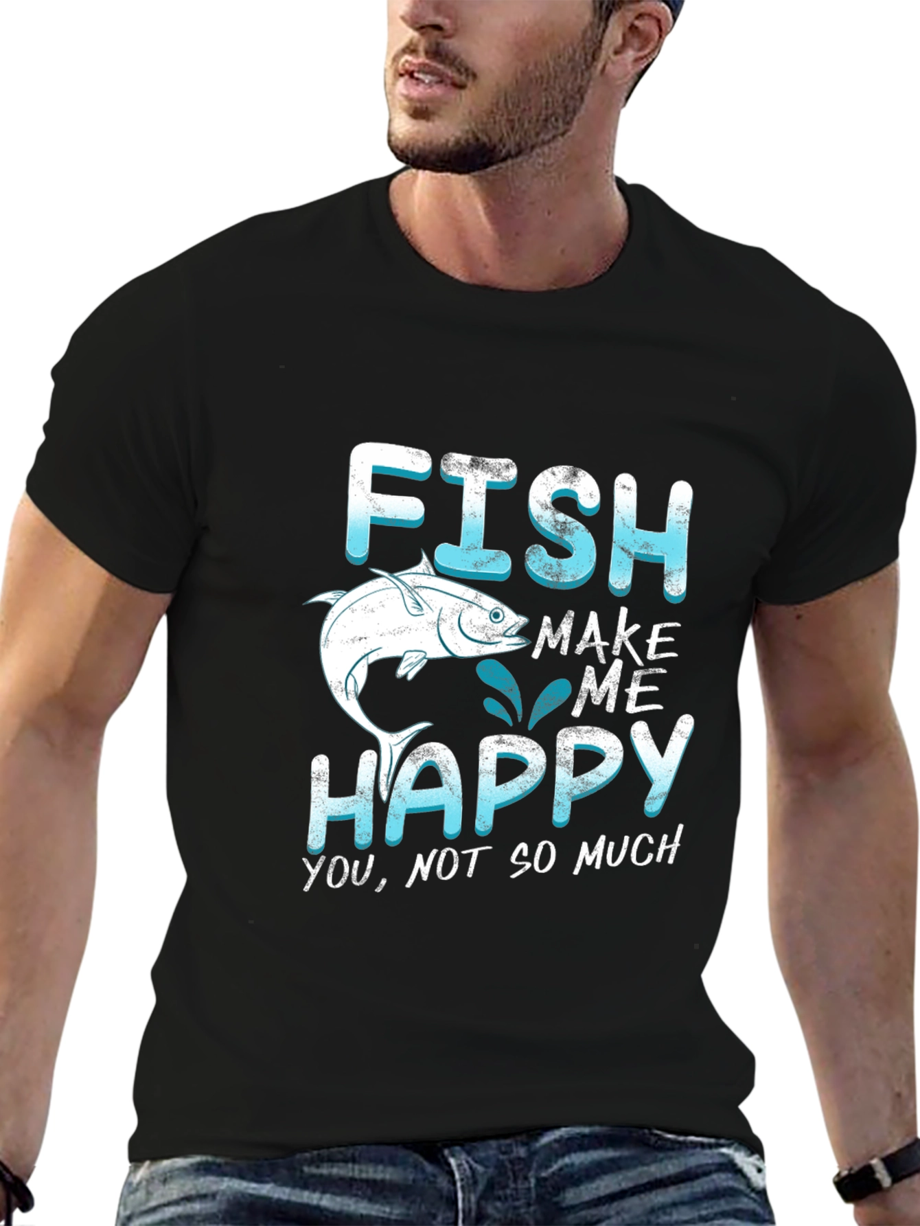 Funny Fishing T-Shirt - Fish Make Me Happy Tee