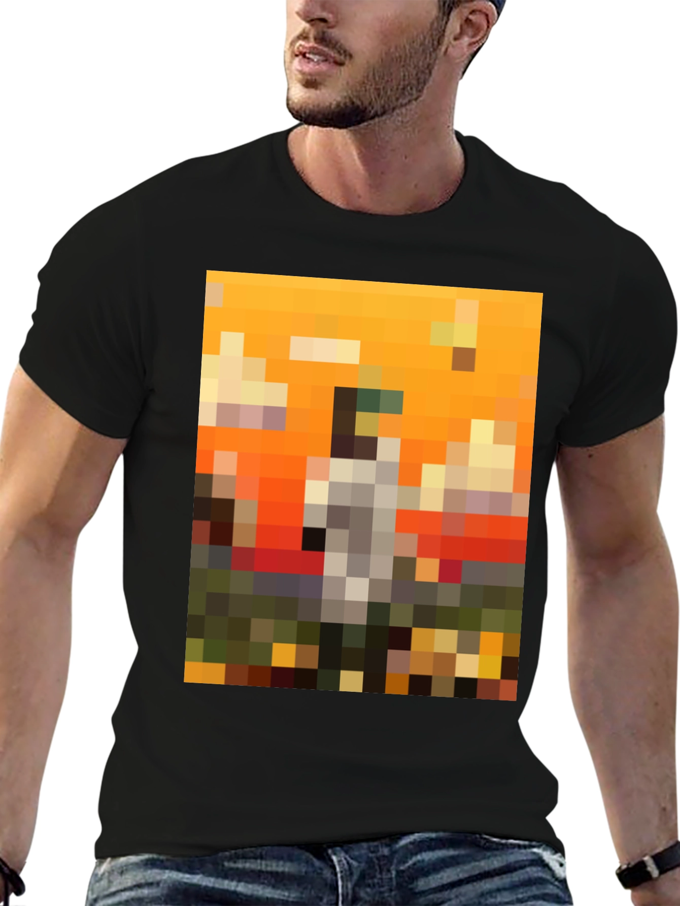 Pixel Art Graphic Tee - Unique Black T-Shirt