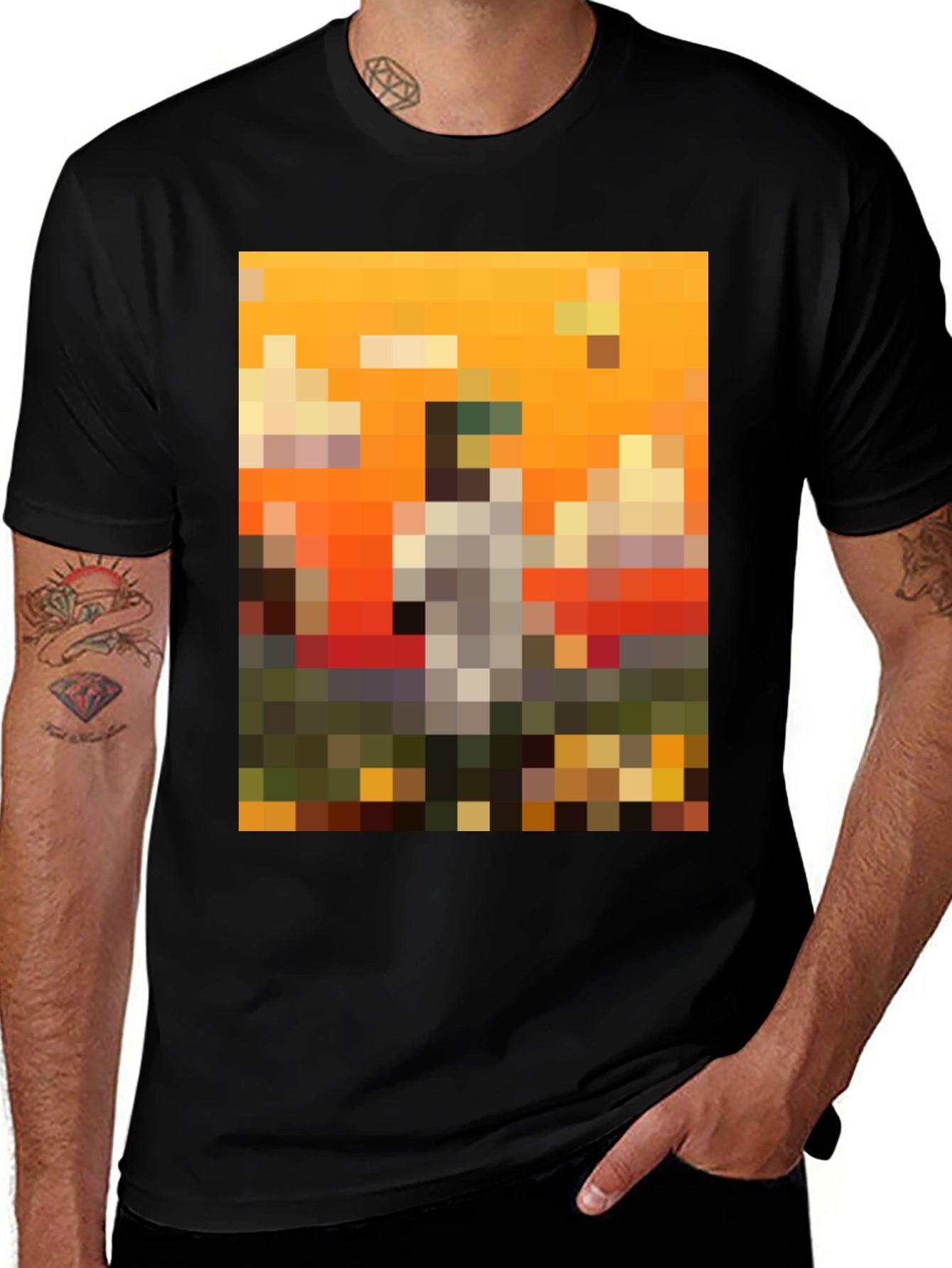 Pixel Art Graphic Tee - Unique Black T-Shirt