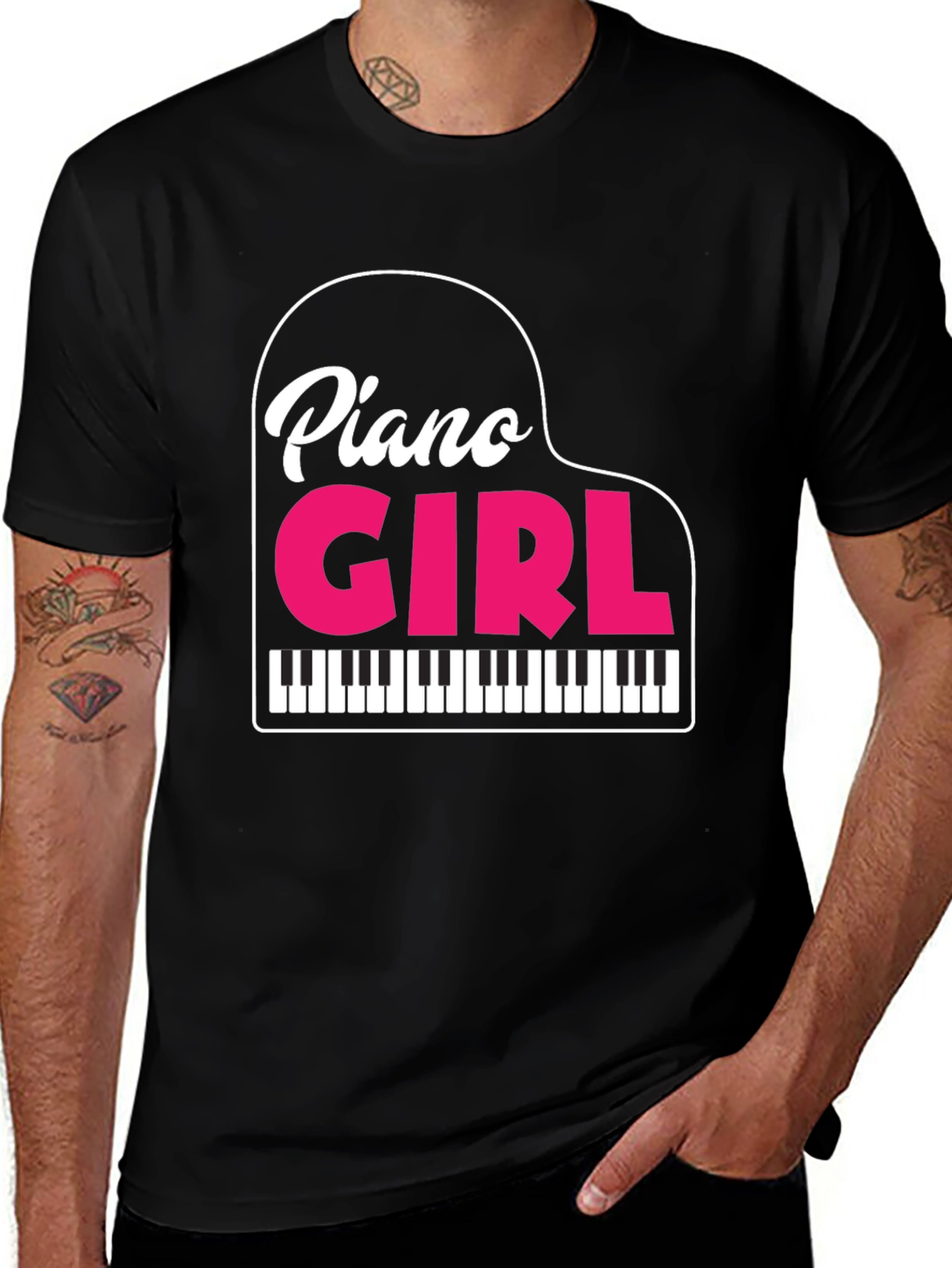Piano Girl Graphic T-Shirt - Musician Apparel