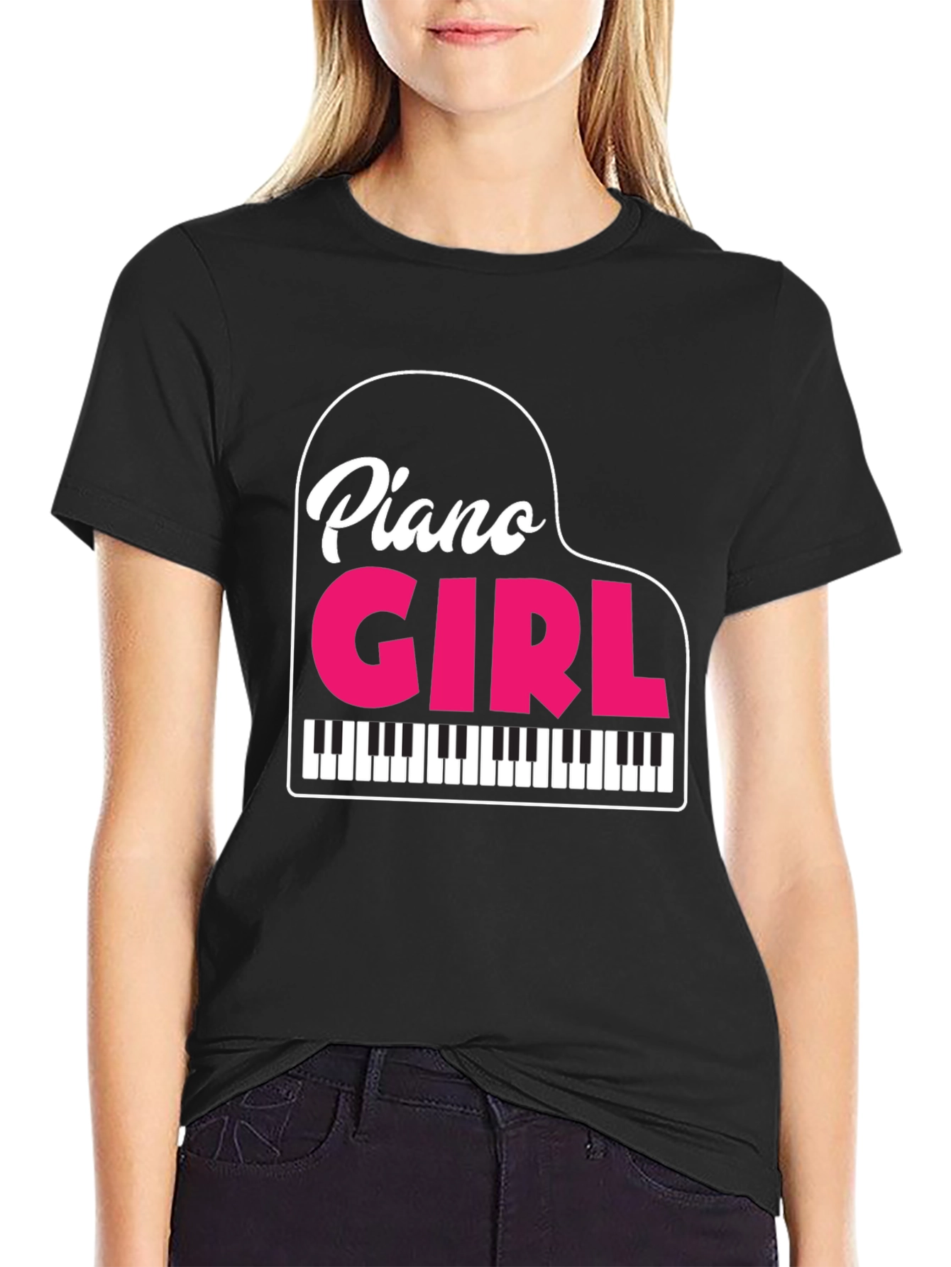 Piano Girl Graphic T-Shirt - Musician Apparel