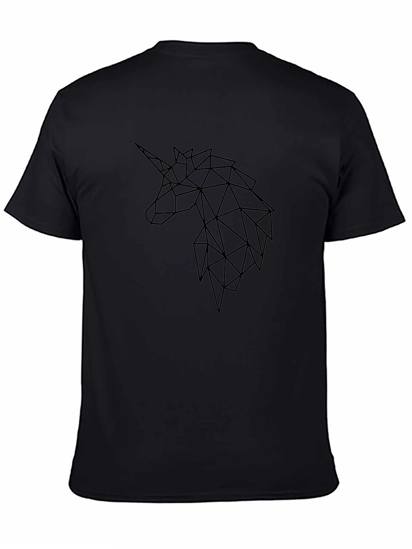 Geometric Unicorn Graphic T-Shirt - Black