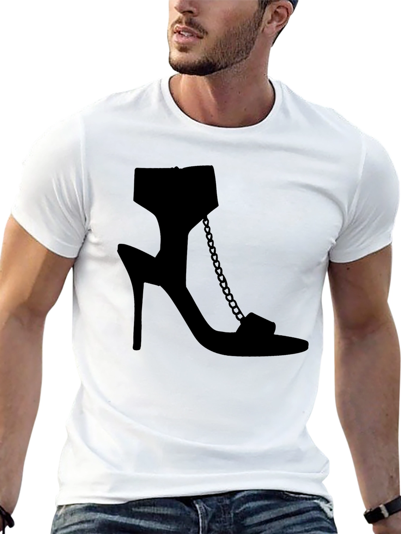 Heel Shoe Graphic Tee - Sleek Black Print T-Shirt